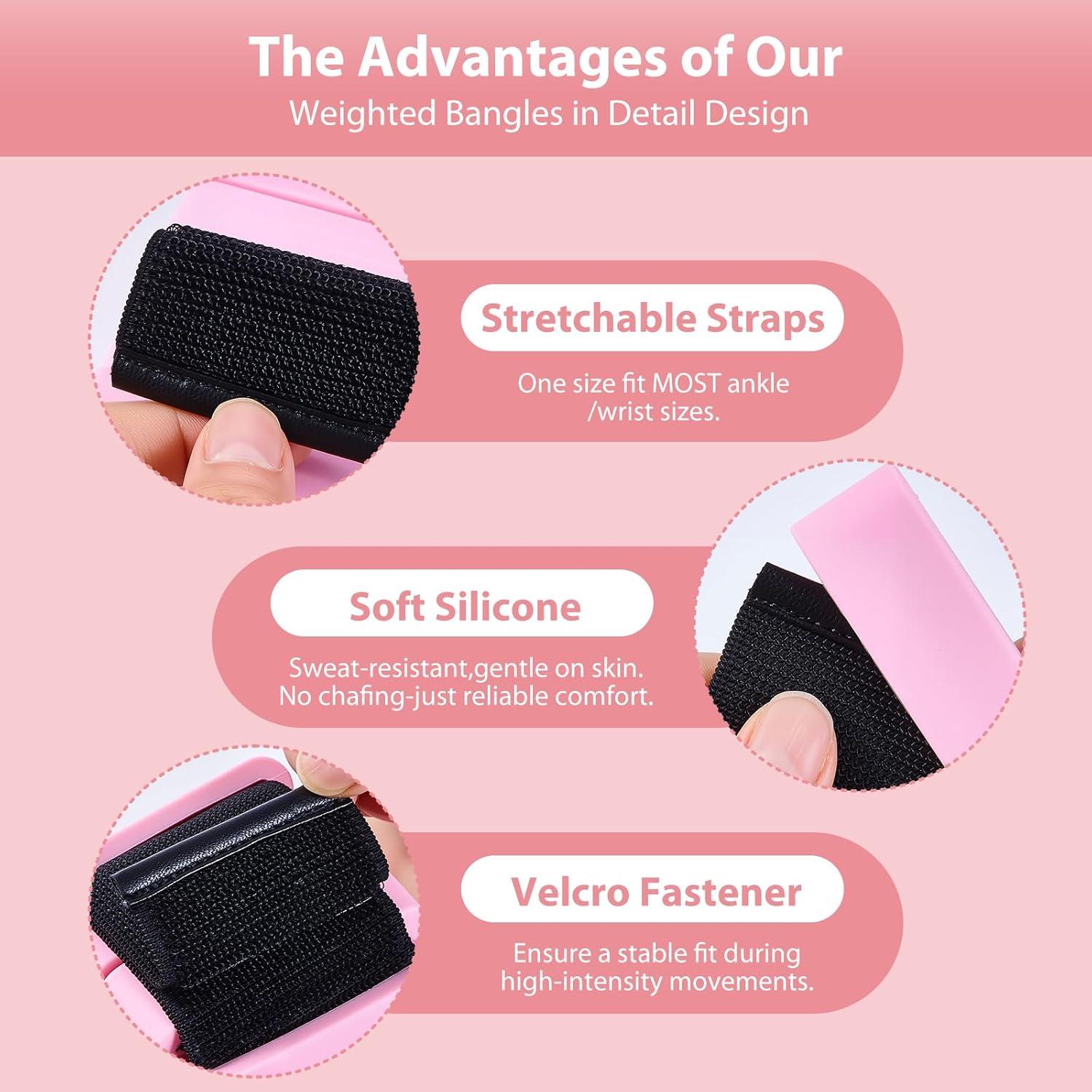 Pesas de Muñeca y Tobillo PENOMO 0.91 kg Ajustables Rosa