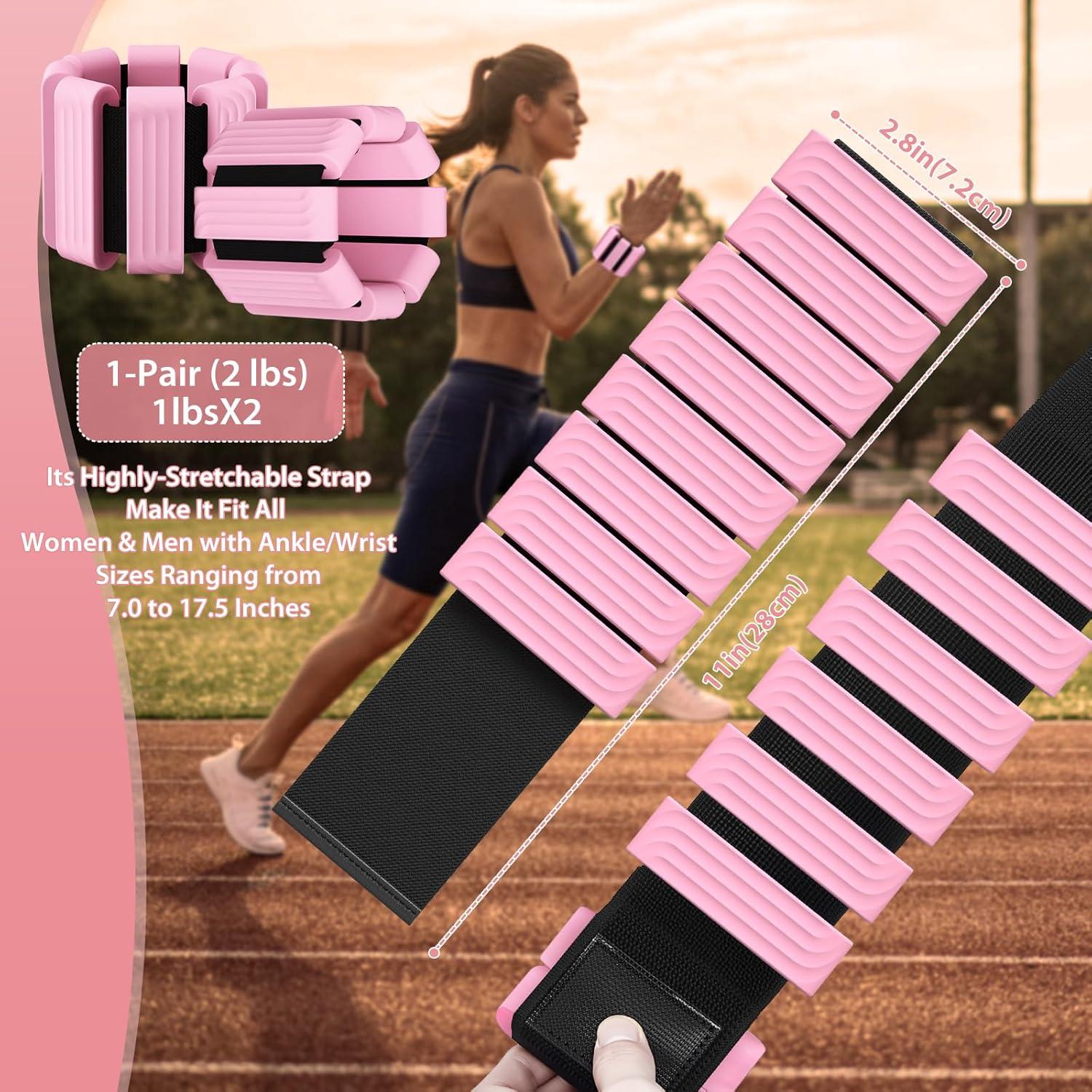 Pesas de Muñeca y Tobillo PENOMO 0.91 kg Ajustables Rosa