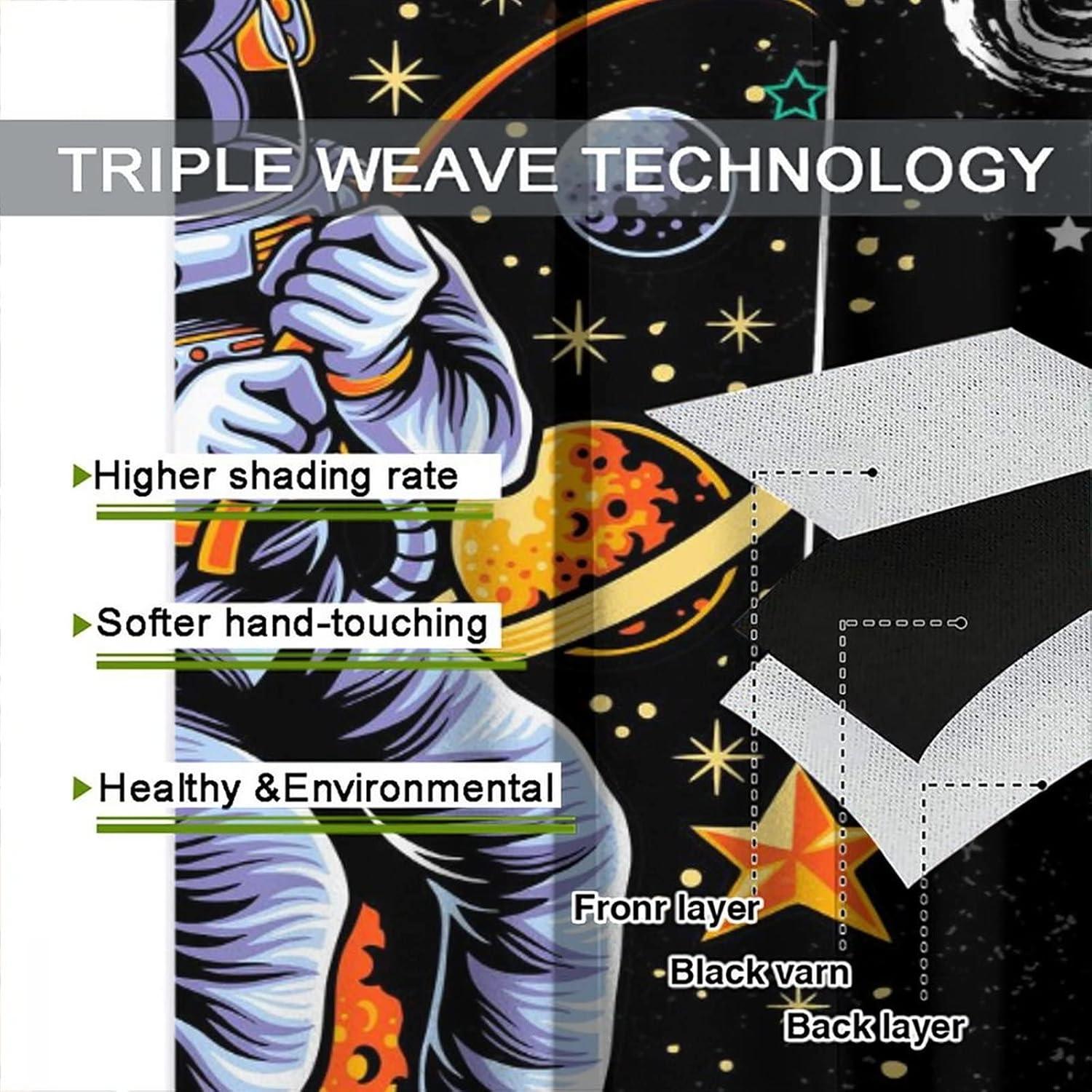 Cortinas Blackout Llylumty Astronauta 91.5x160cm, 2 Paneles