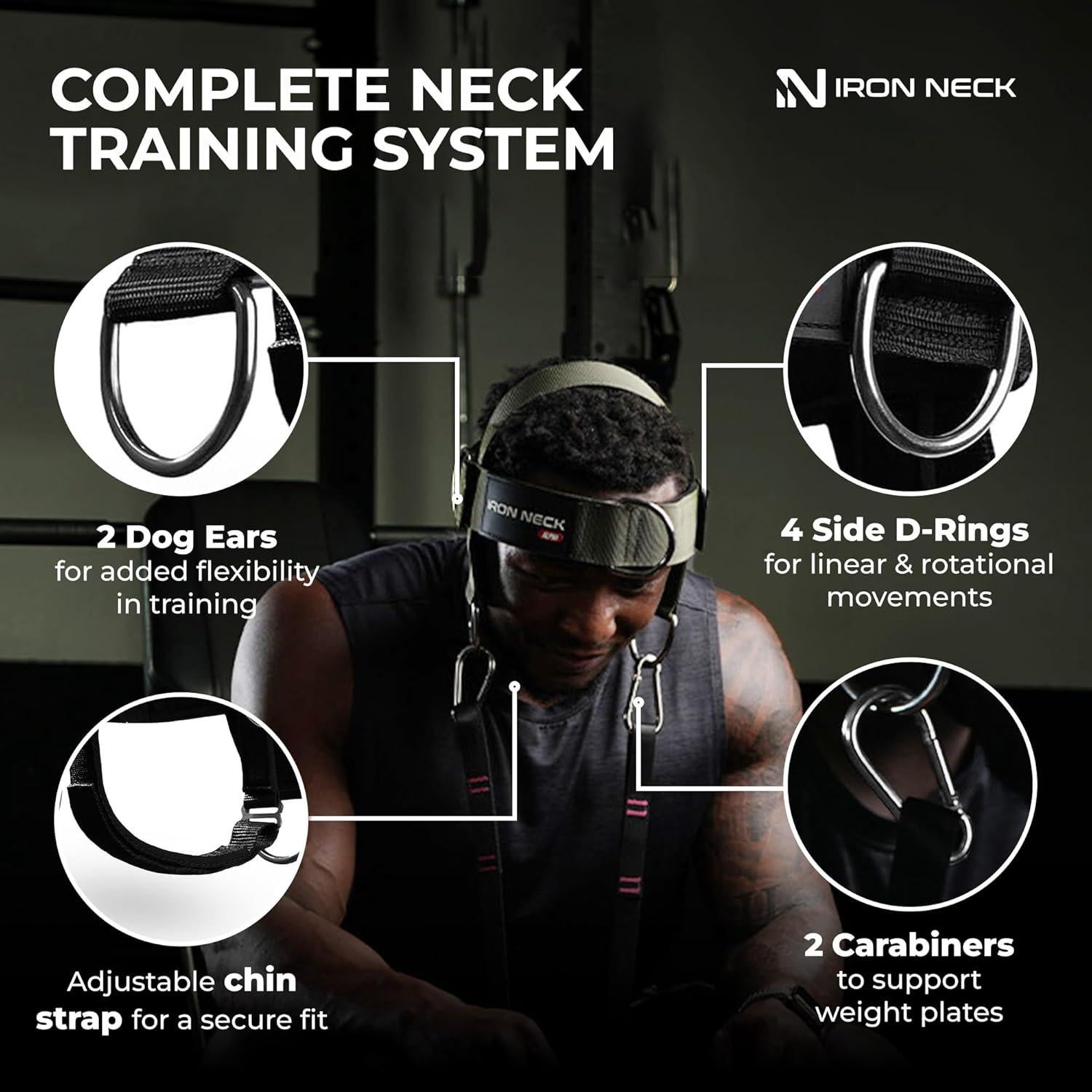 Arnés de Cuello Iron Neck Alpha con Kit Mediano para Entrenamiento
