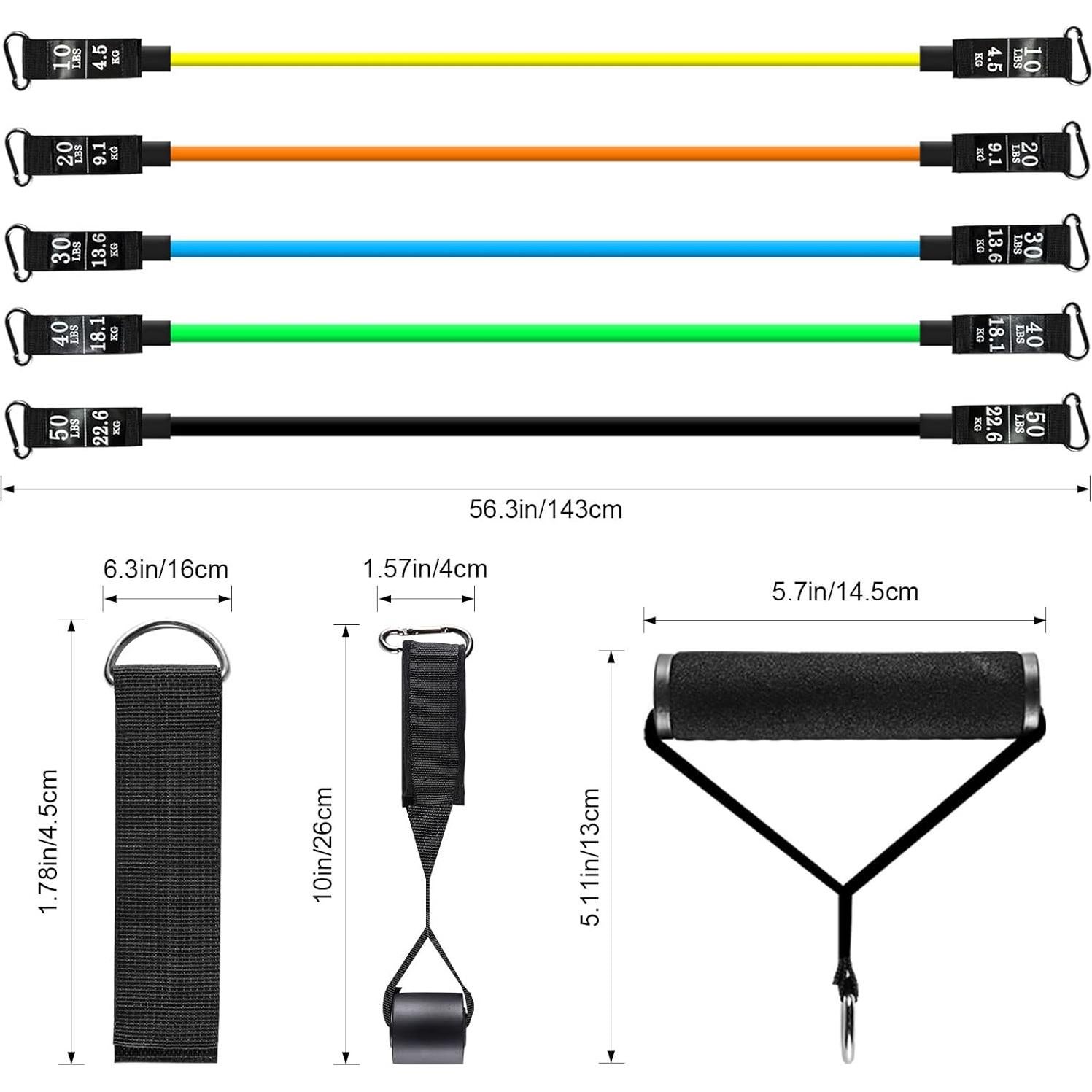 Juego de Bandas de Resistencia Himaly 12 Piezas para Entrenamiento