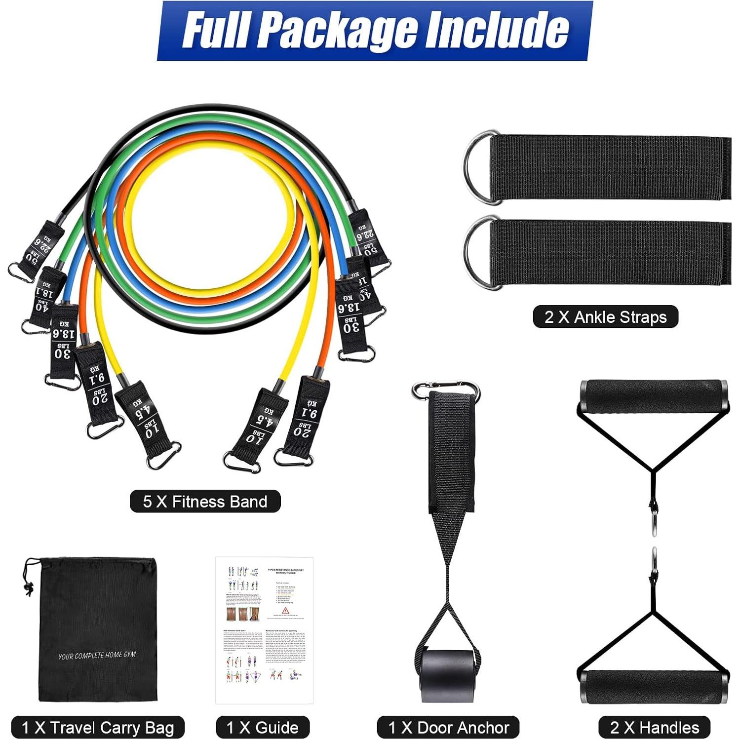 Juego de Bandas de Resistencia Himaly 12 Piezas para Entrenamiento