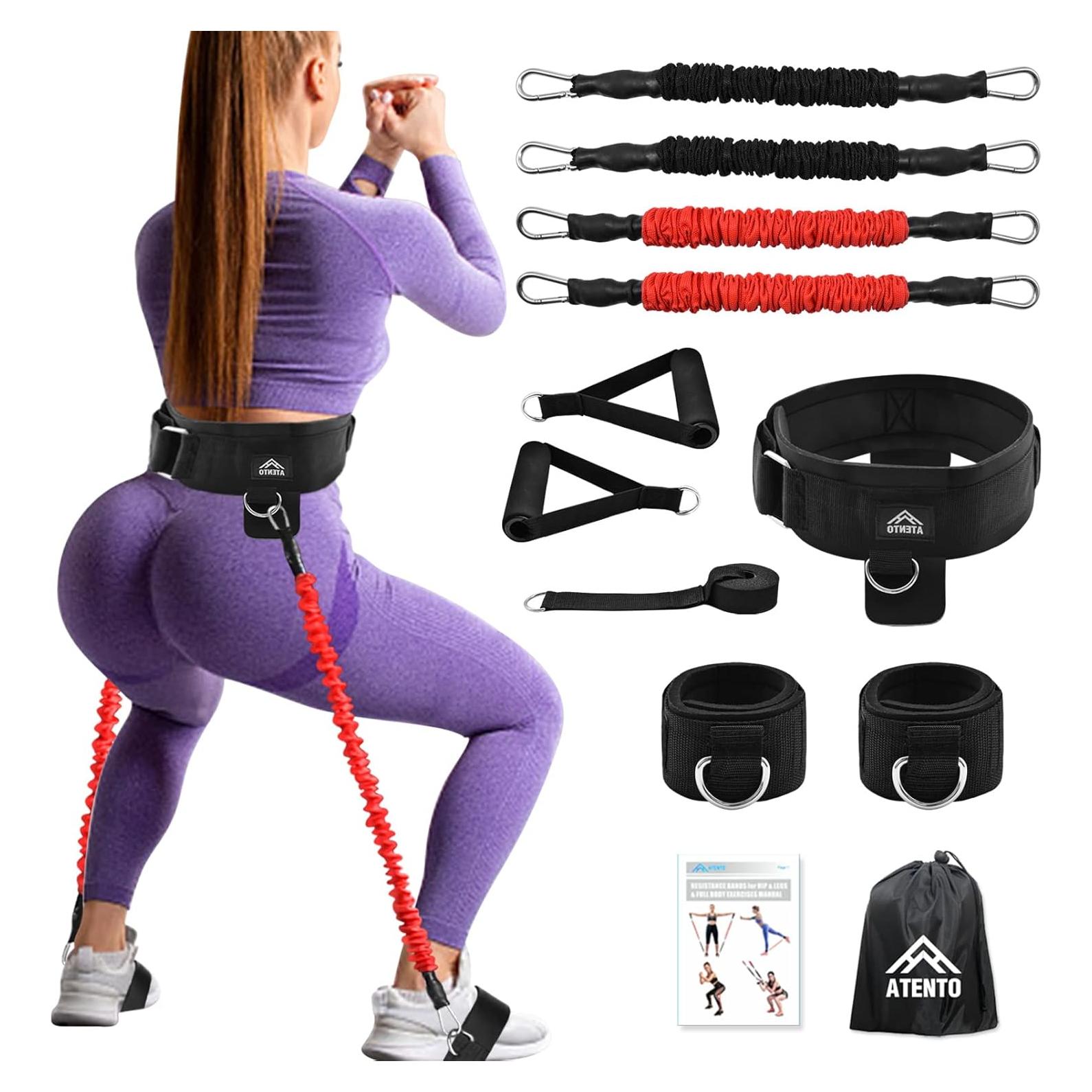 Set de 12 Bandas de Resistencia ATENTO para Ejercicio y Fitness
