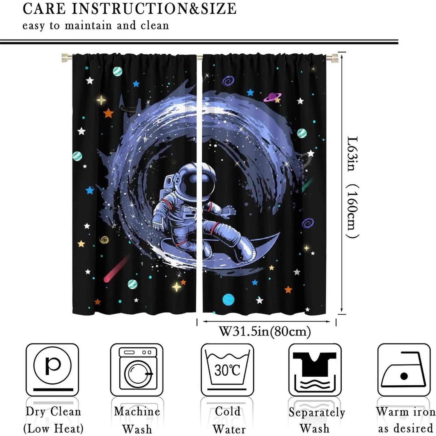 Cortinas Opacas Llylumty 80x160cm para Niños Espacial