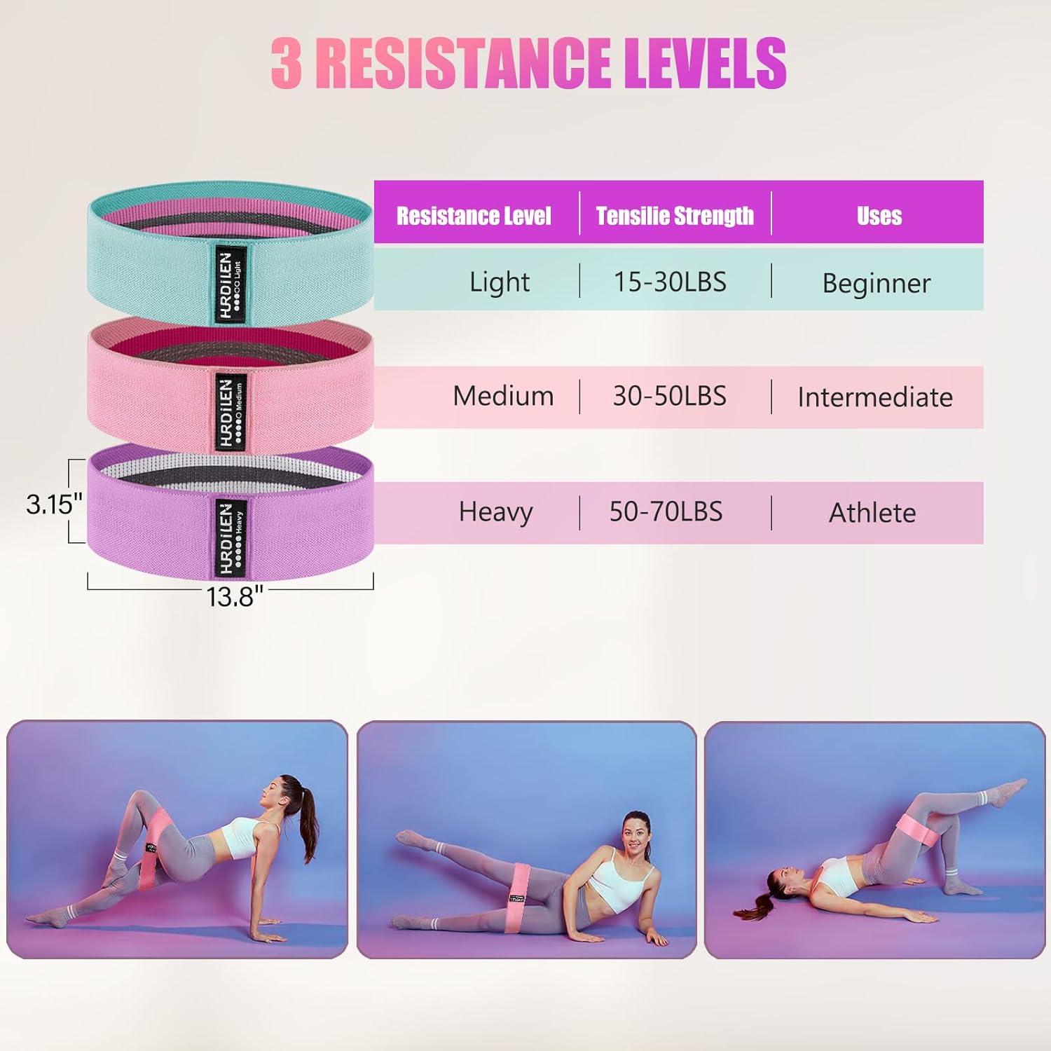 Bandas de Resistencia Hurdilen - 3 Niveles para Fitness y Yoga