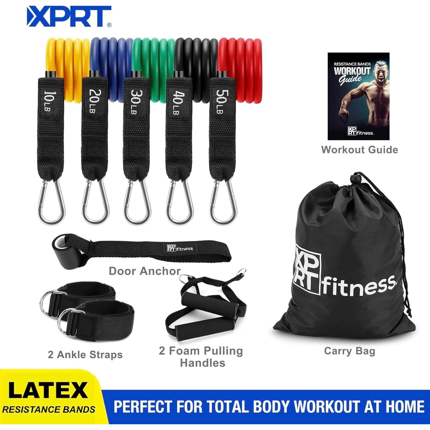 Conjunto de Bandas de Resistencia XPRT Fitness 11 Piezas 4.5-68 kg