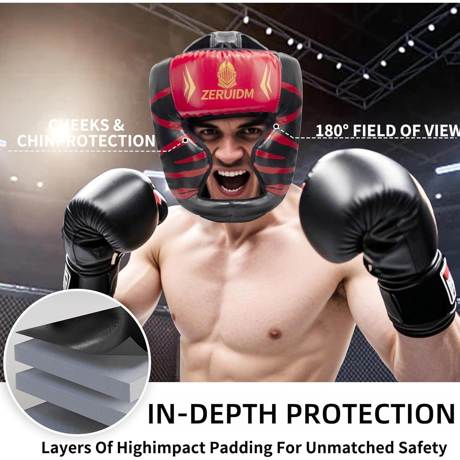 Casco de Boxeo ZERUIDM 2-Pack Rojo y Azul para Sparring