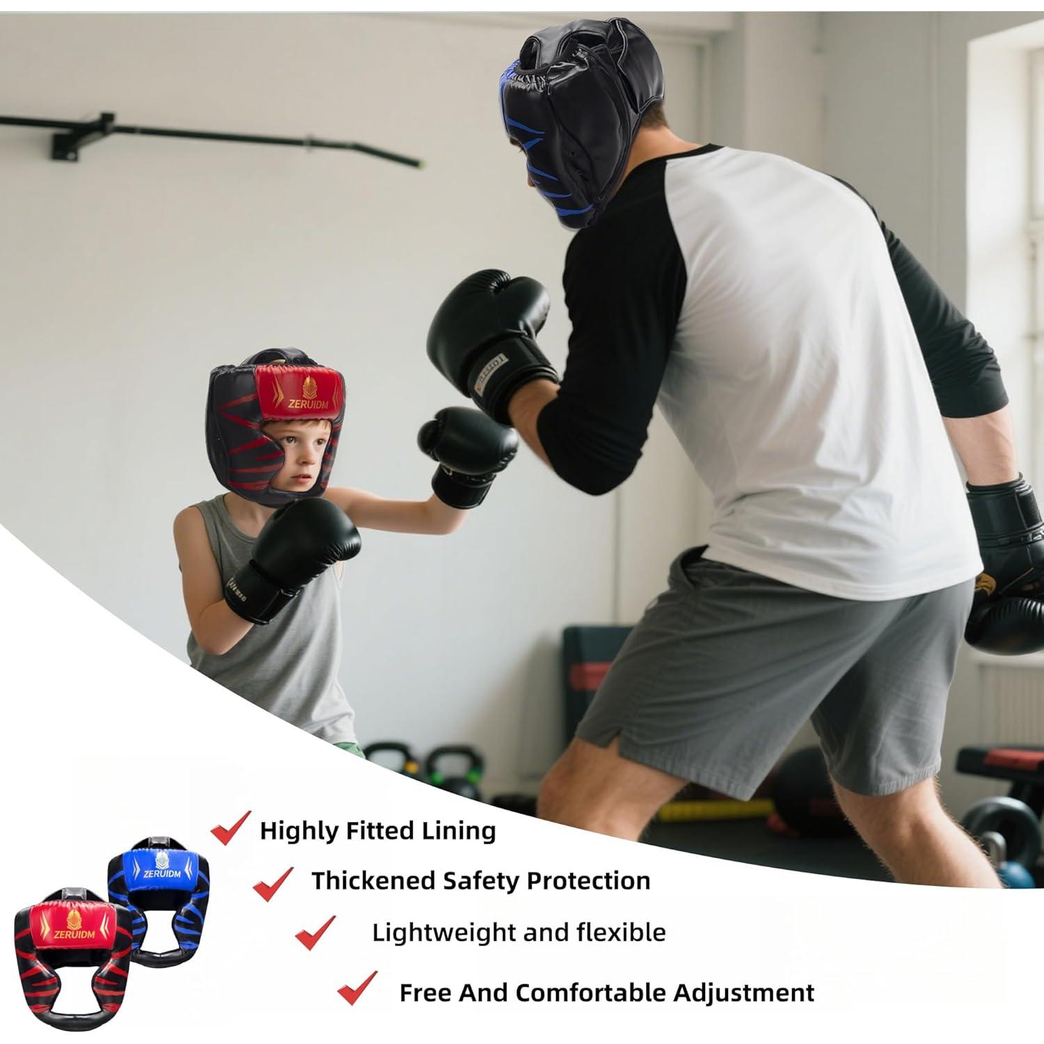 Casco de Boxeo ZERUIDM 2-Pack Rojo y Azul para Sparring