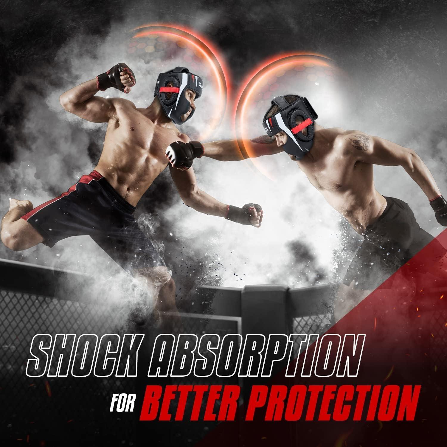 Casco de Boxeo Yes4All Ajustable Mediano Negro para MMA