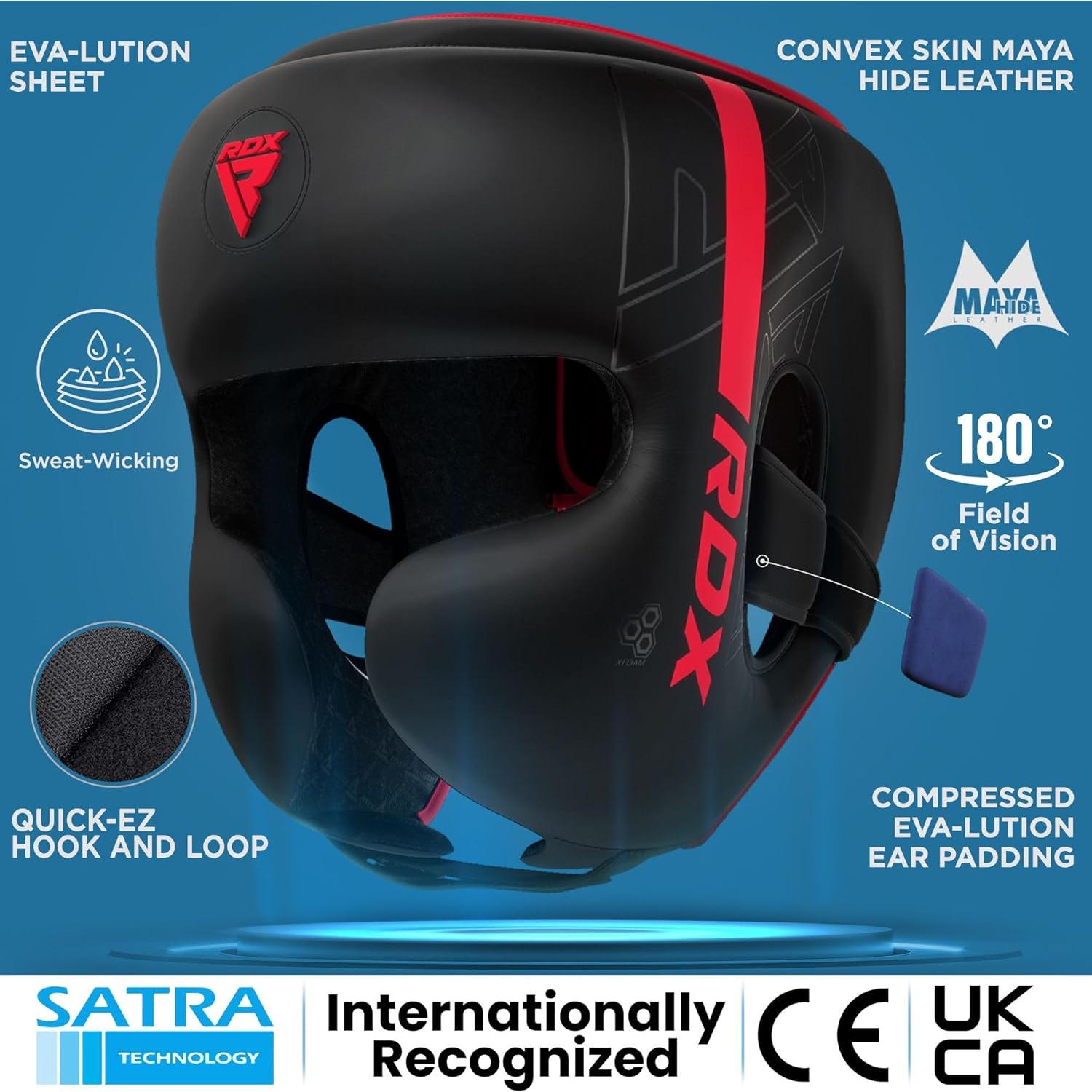 Casco de Boxeo RDX Kids Rojo Ajustable para Sparring MMA