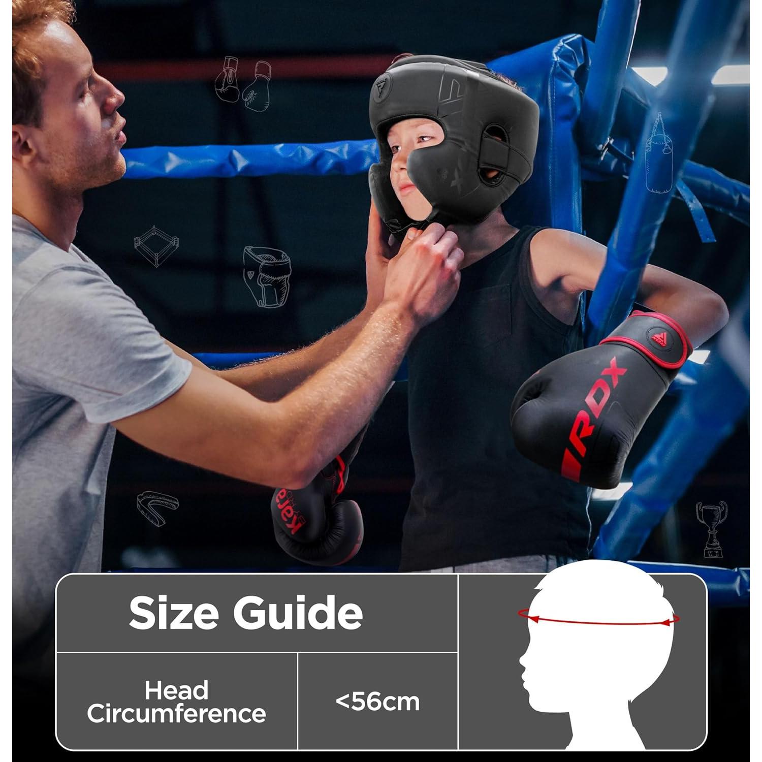 Casco de Boxeo RDX Kids Rojo Ajustable para Sparring MMA