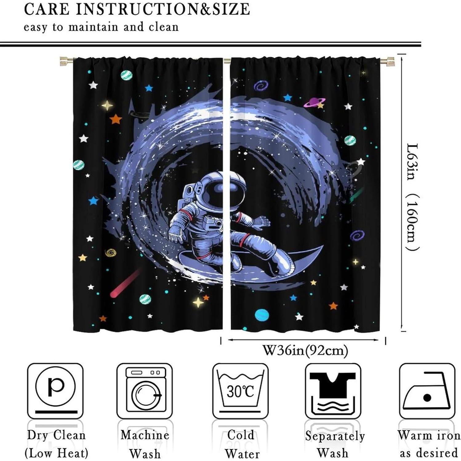 Cortinas Opacas Llylumty 36x63cm para Niños Espacial