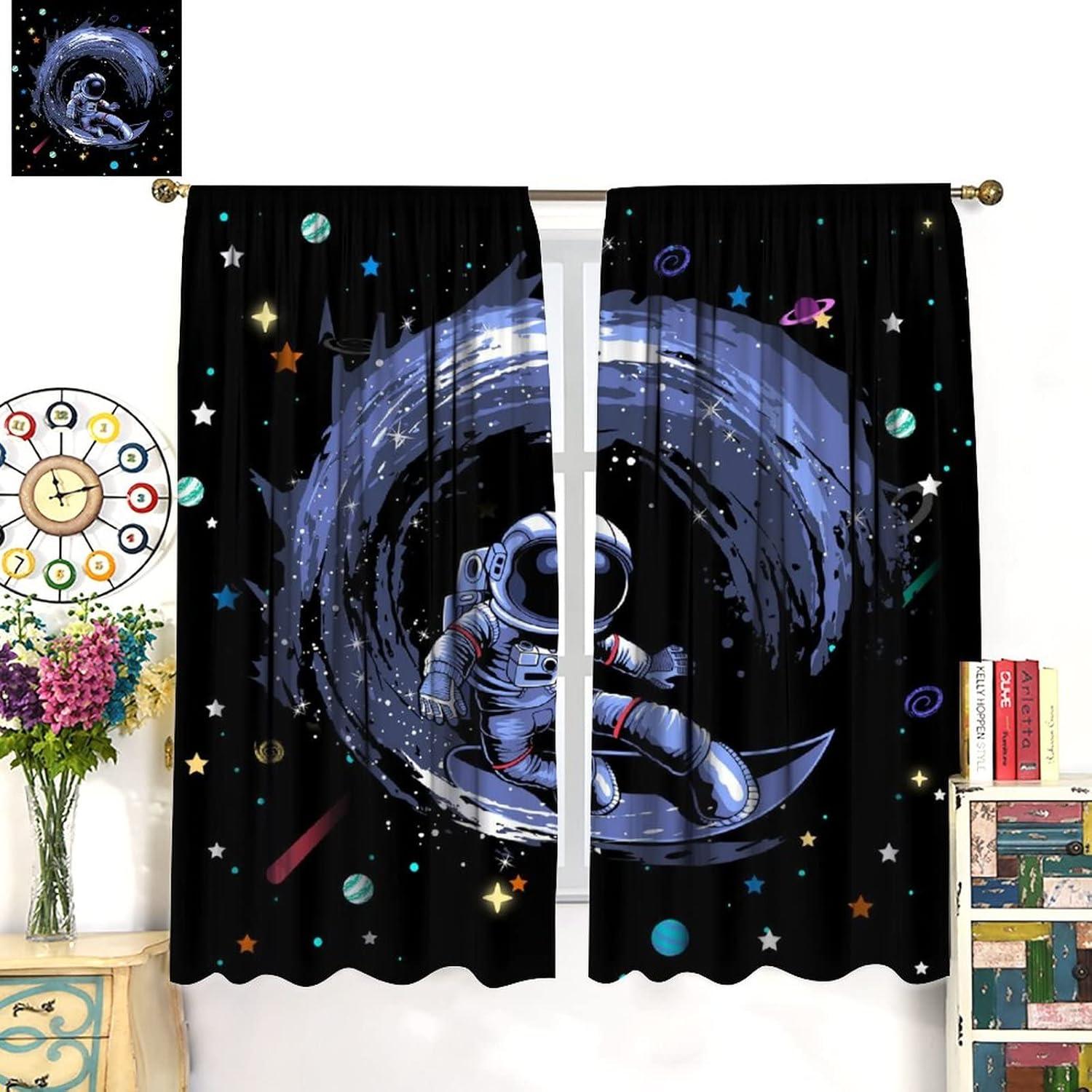 Cortinas Opacas Llylumty 36x63cm para Niños Espacial