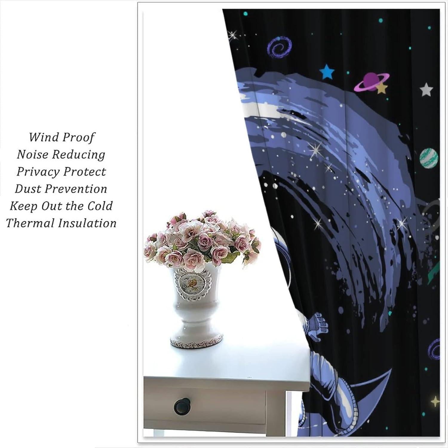 Cortinas Opacas Llylumty 36x63cm para Niños Espacial