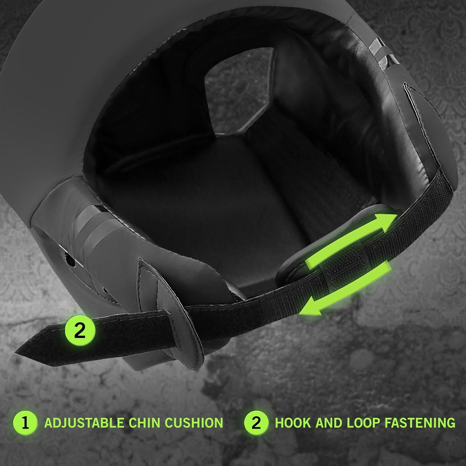 Casco de Boxeo Mytra Fusion Black-90 Ajustable MMA 255g