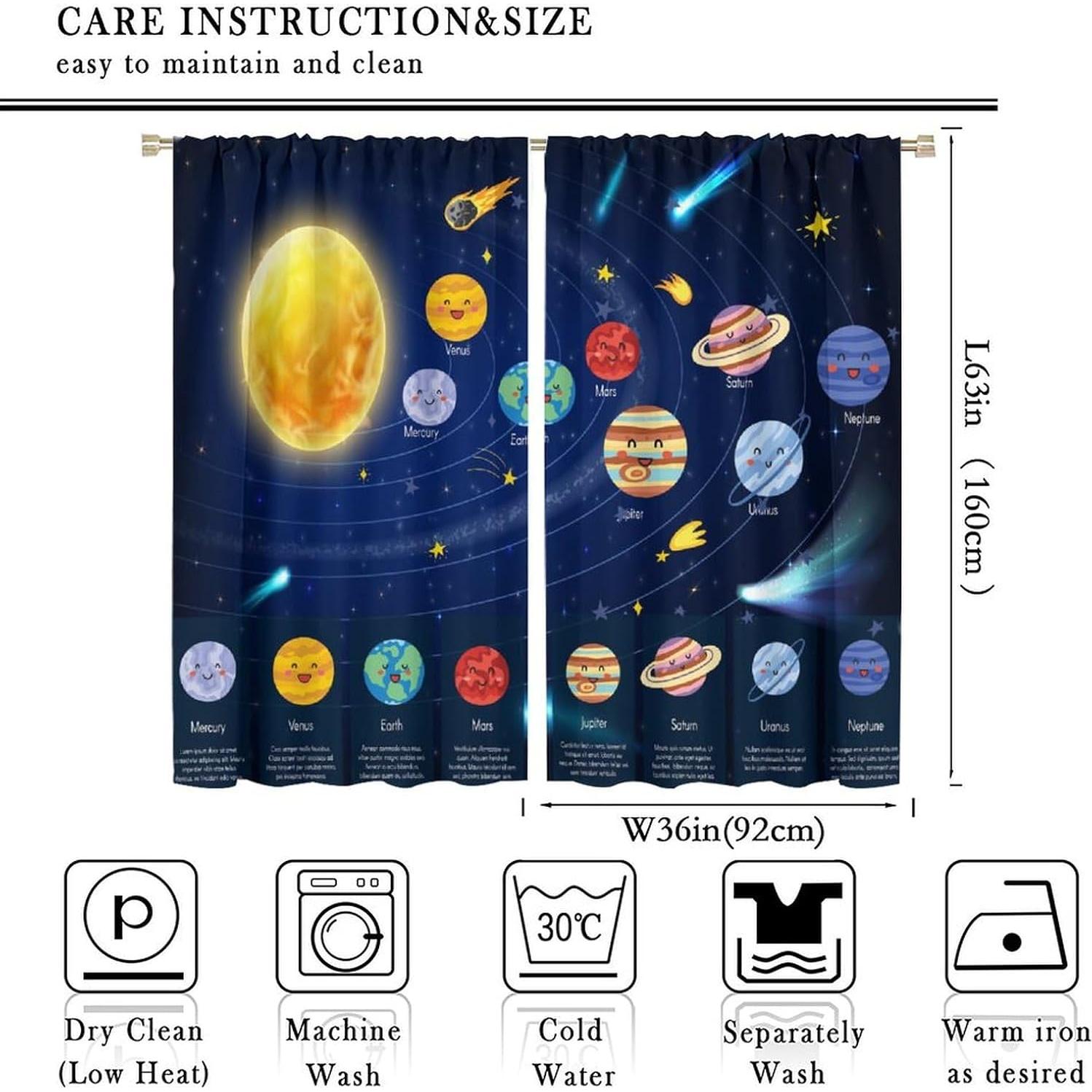 Cortinas Opacas Llylumty Espacio 36x63cm Juego de 2