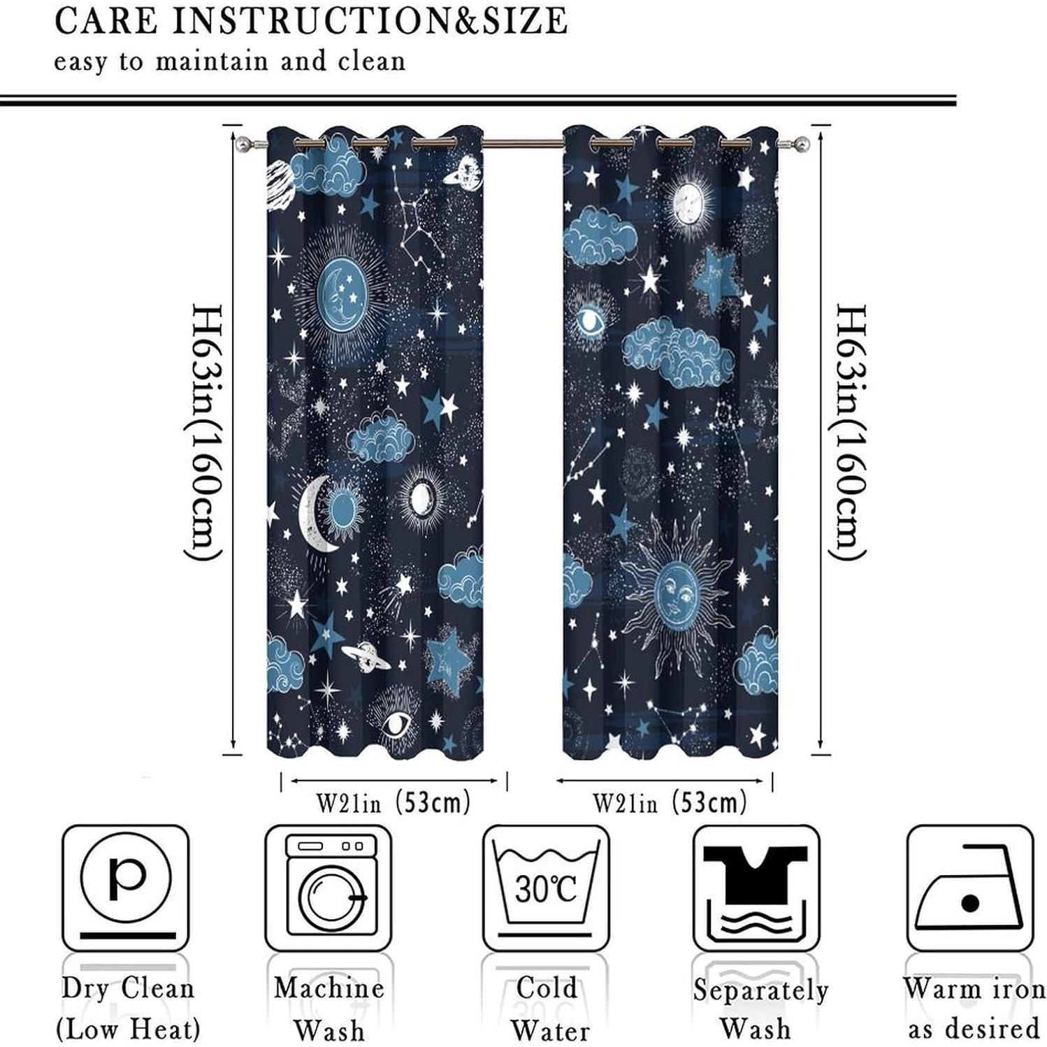 Cortinas Blackout Estrella Llylumty 53.5x160cm Juego 2 Paneles