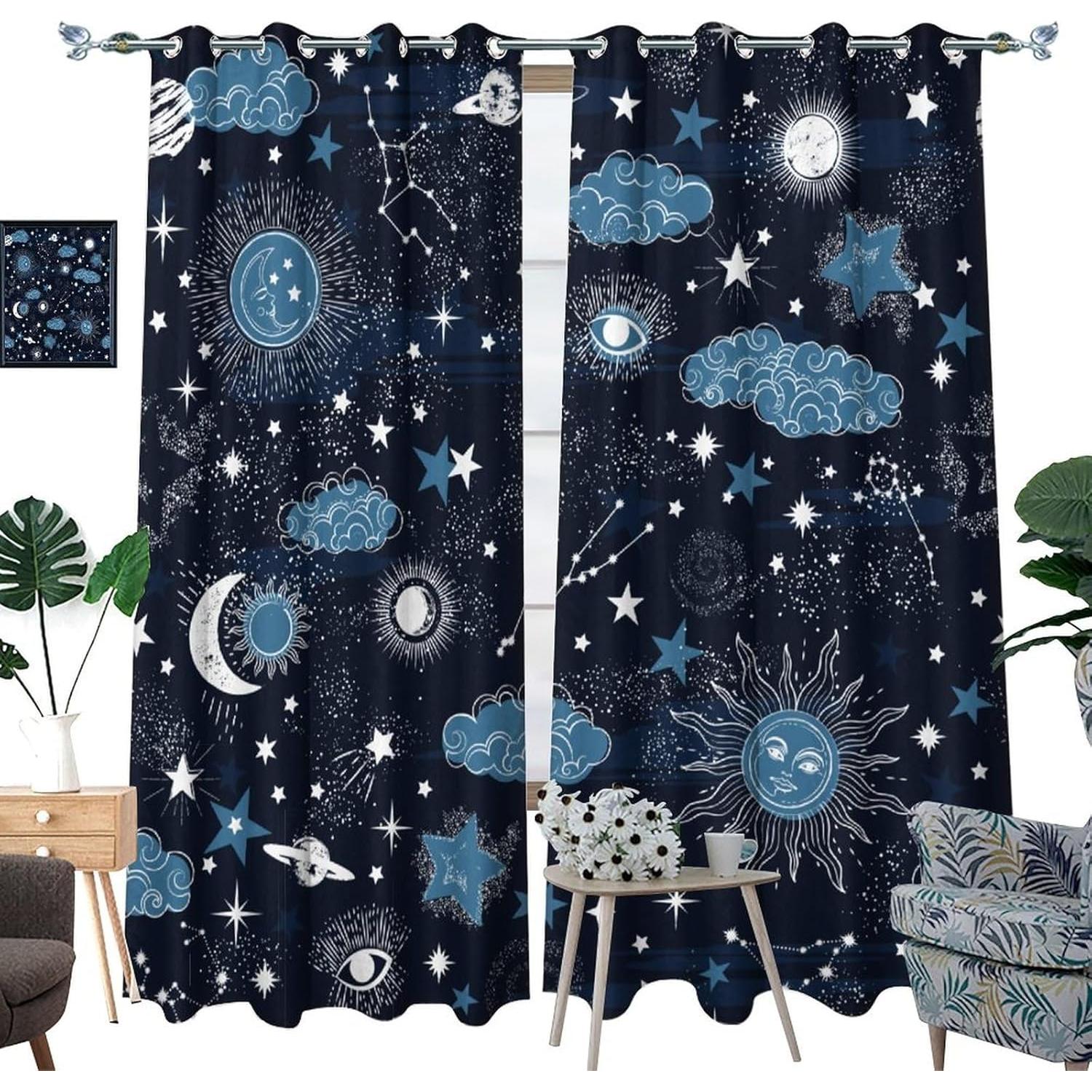 Cortinas Blackout Estrella Llylumty 53.5x160cm Juego 2 Paneles