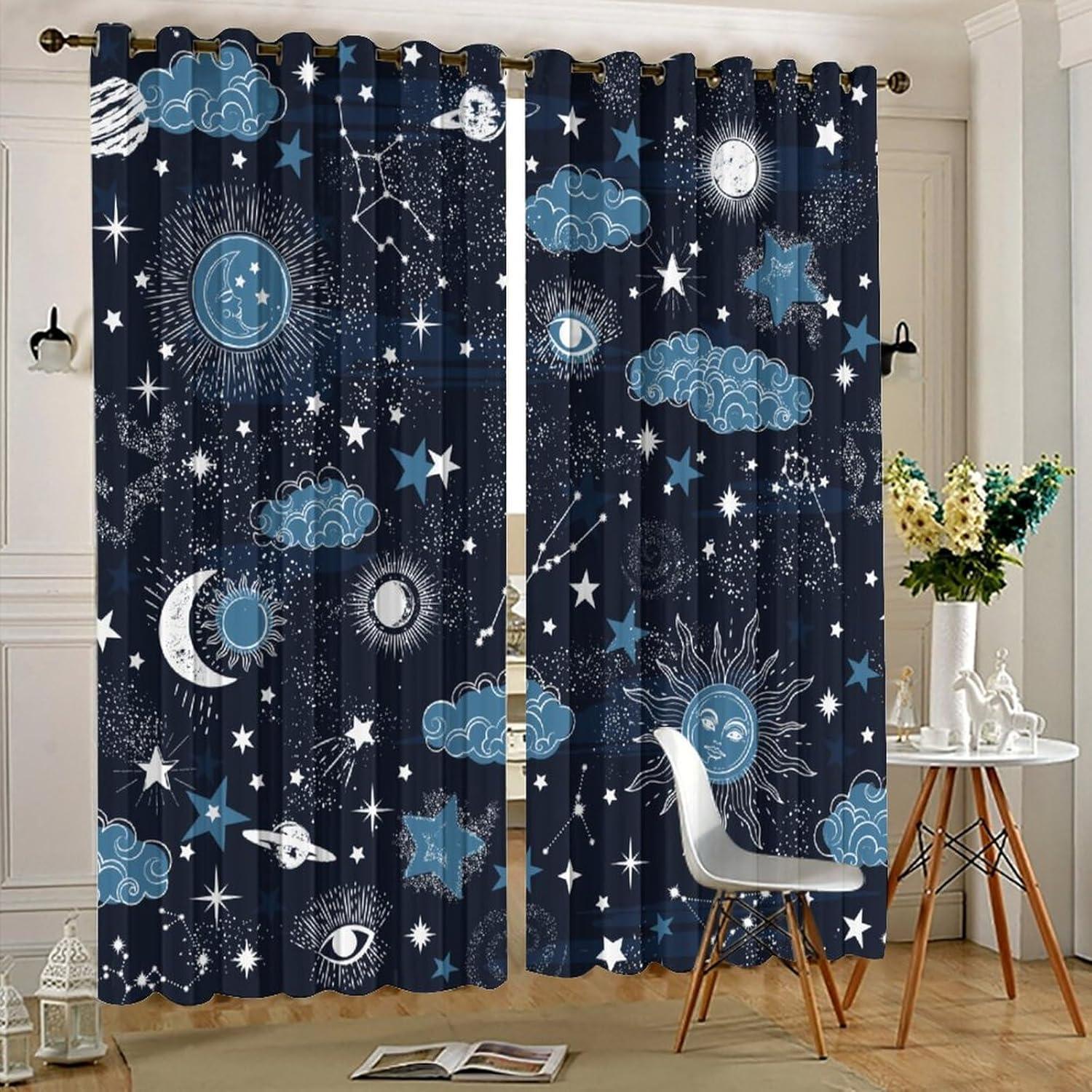 Cortinas Blackout Estrella Llylumty 53.5x160cm Juego 2 Paneles