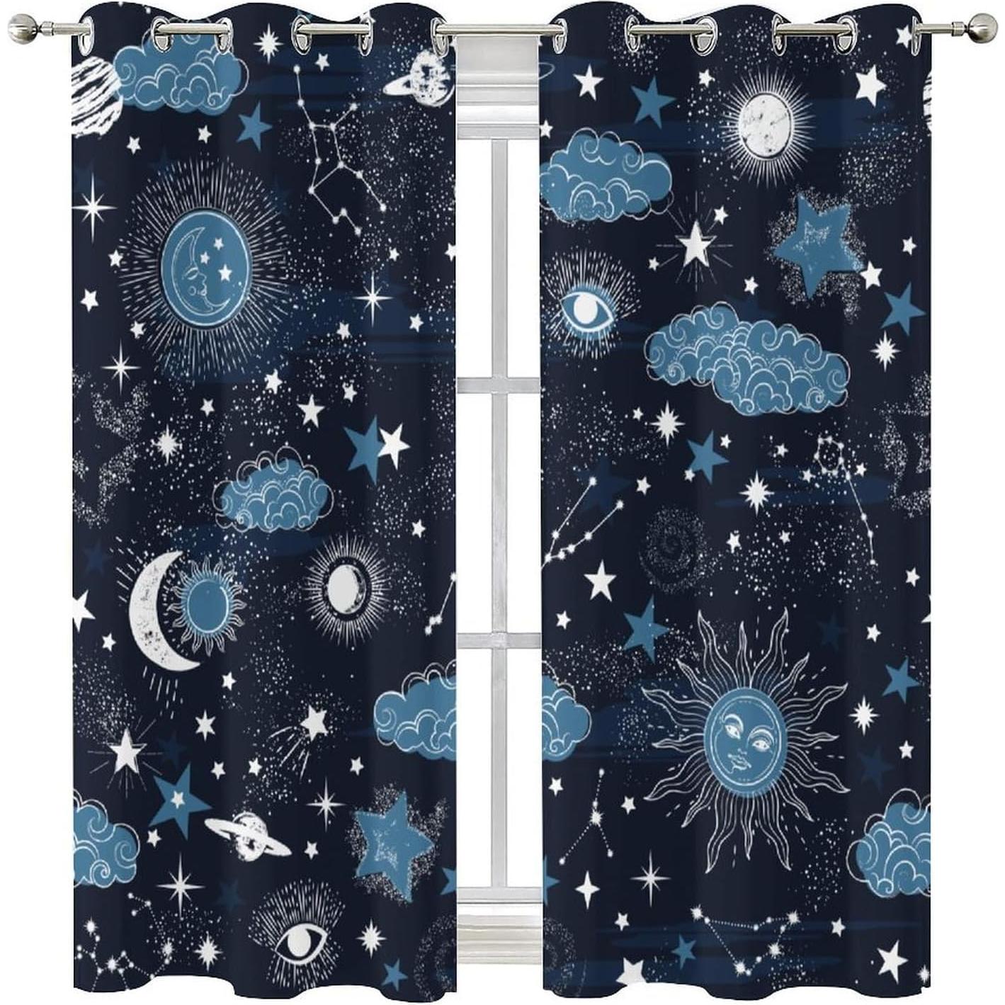 Cortinas Blackout Estrella Llylumty 53.5x160cm Juego 2 Paneles