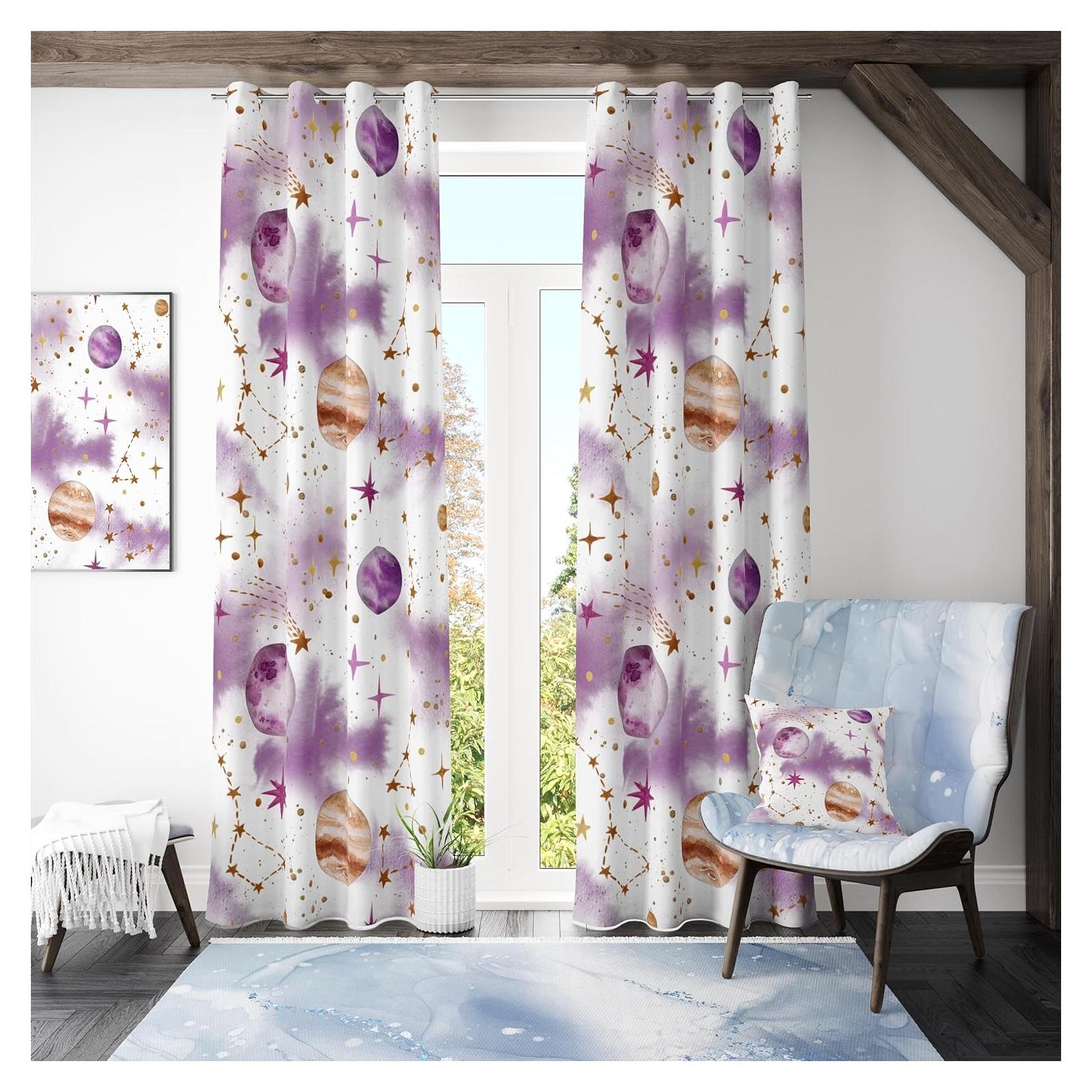 Cortinas Blackout Llylumty Estrella 66x214cm Rosa