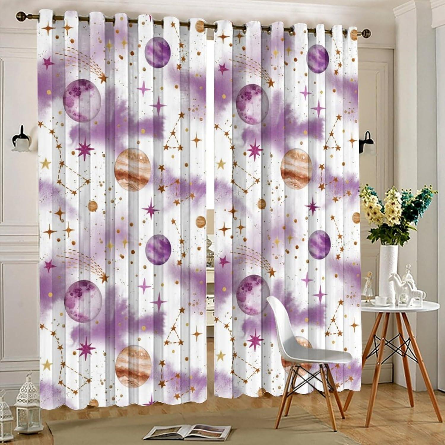 Cortinas Blackout Llylumty Estrella 66x214cm Rosa