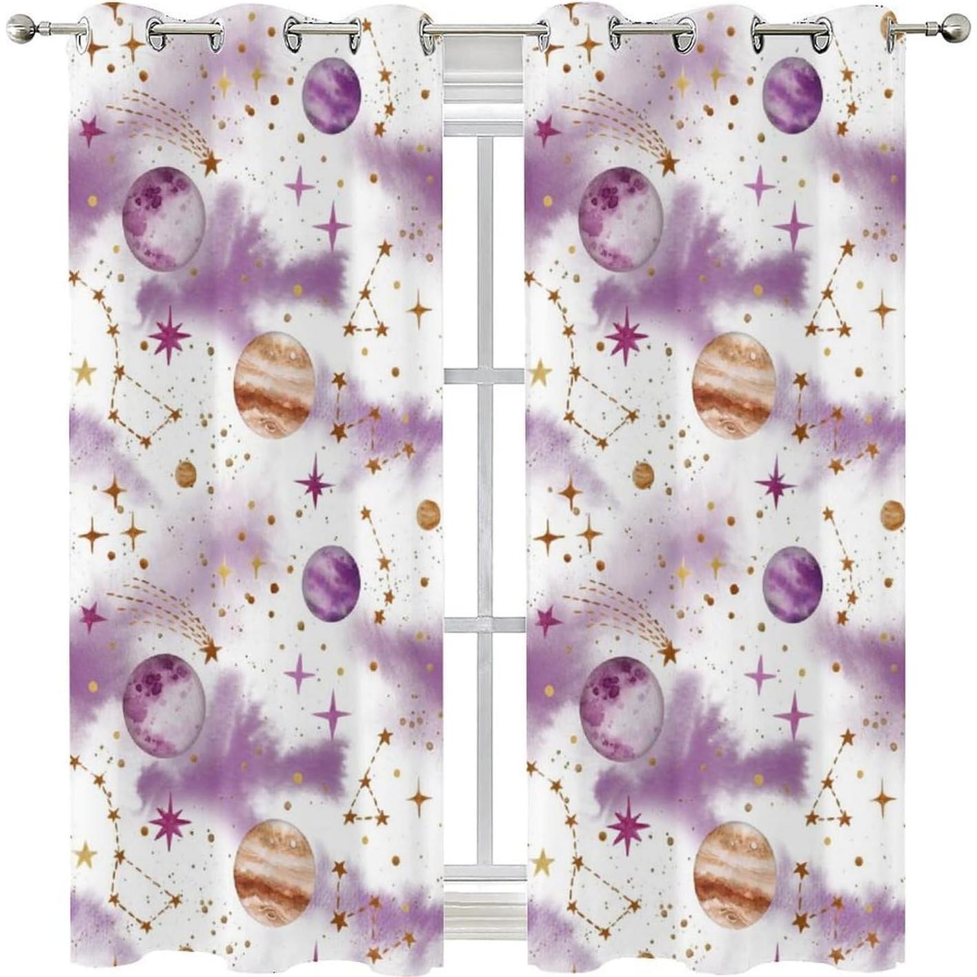 Cortinas Blackout Llylumty Estrella 66x214cm Rosa