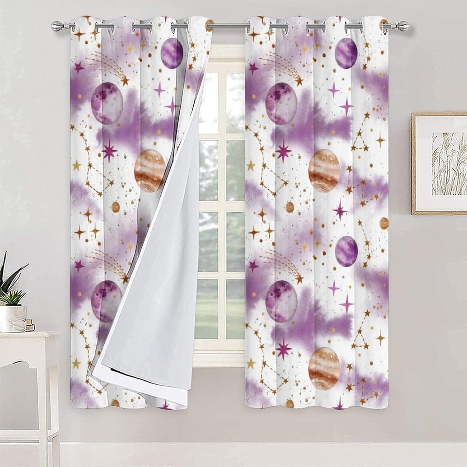 Cortinas Blackout Llylumty Estrella 66x214cm Rosa