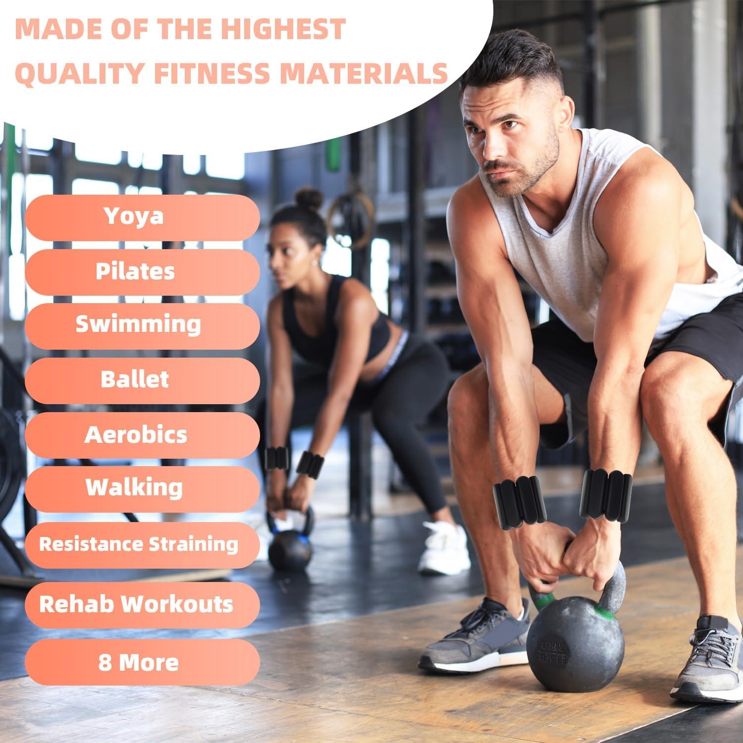 Pesas de Tobillo y Muñeca YOVKOK 0.9 kg Ajustables Negro