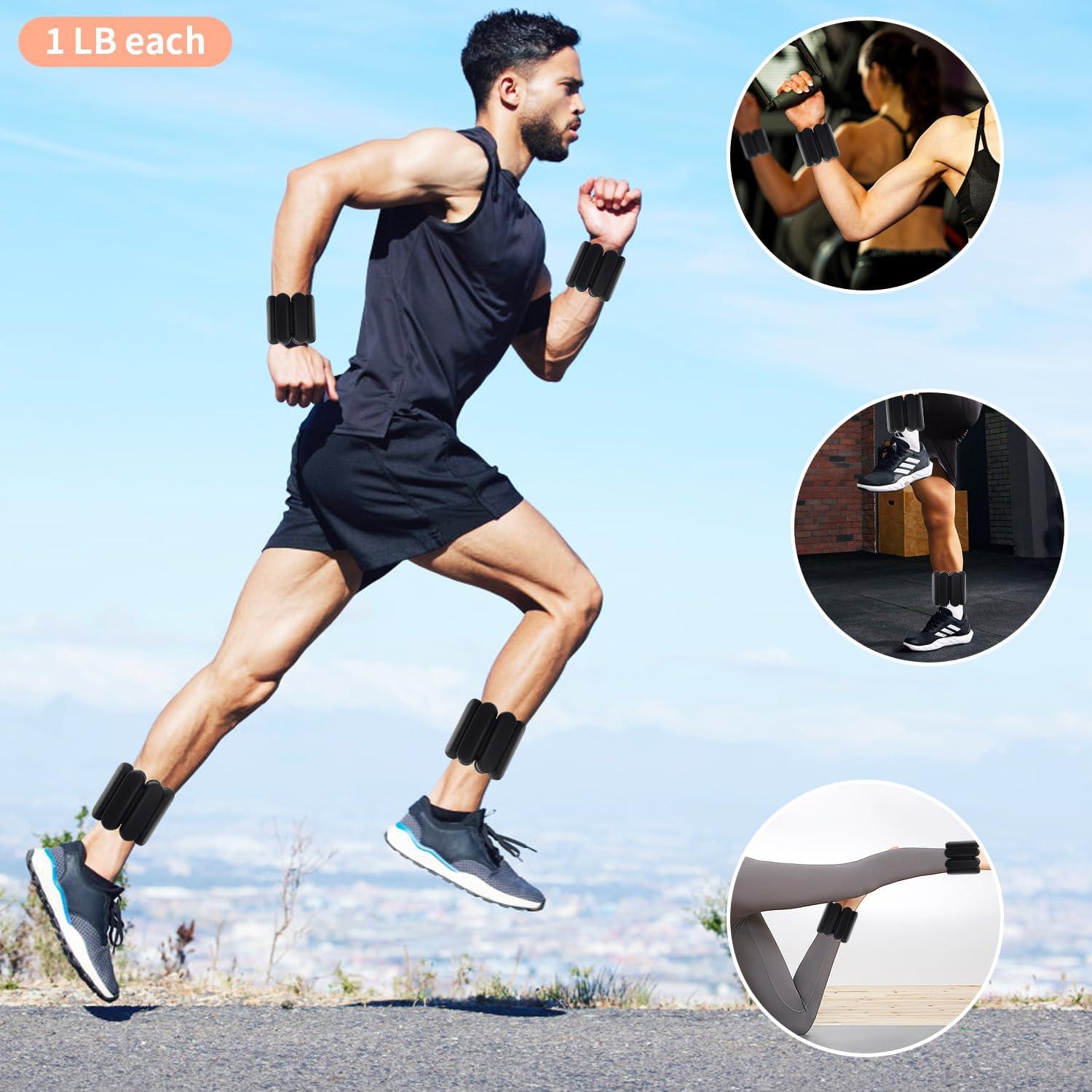 Pesas de Tobillo y Muñeca YOVKOK 0.9 kg Ajustables Negro