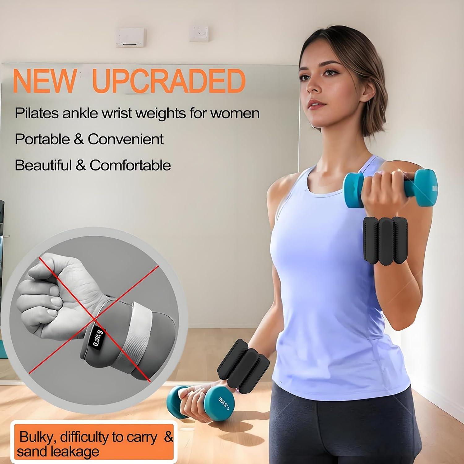 Pesas de Muñeca y Tobillo Lrnvee 0.9 kg Ajustables para Entrenamiento