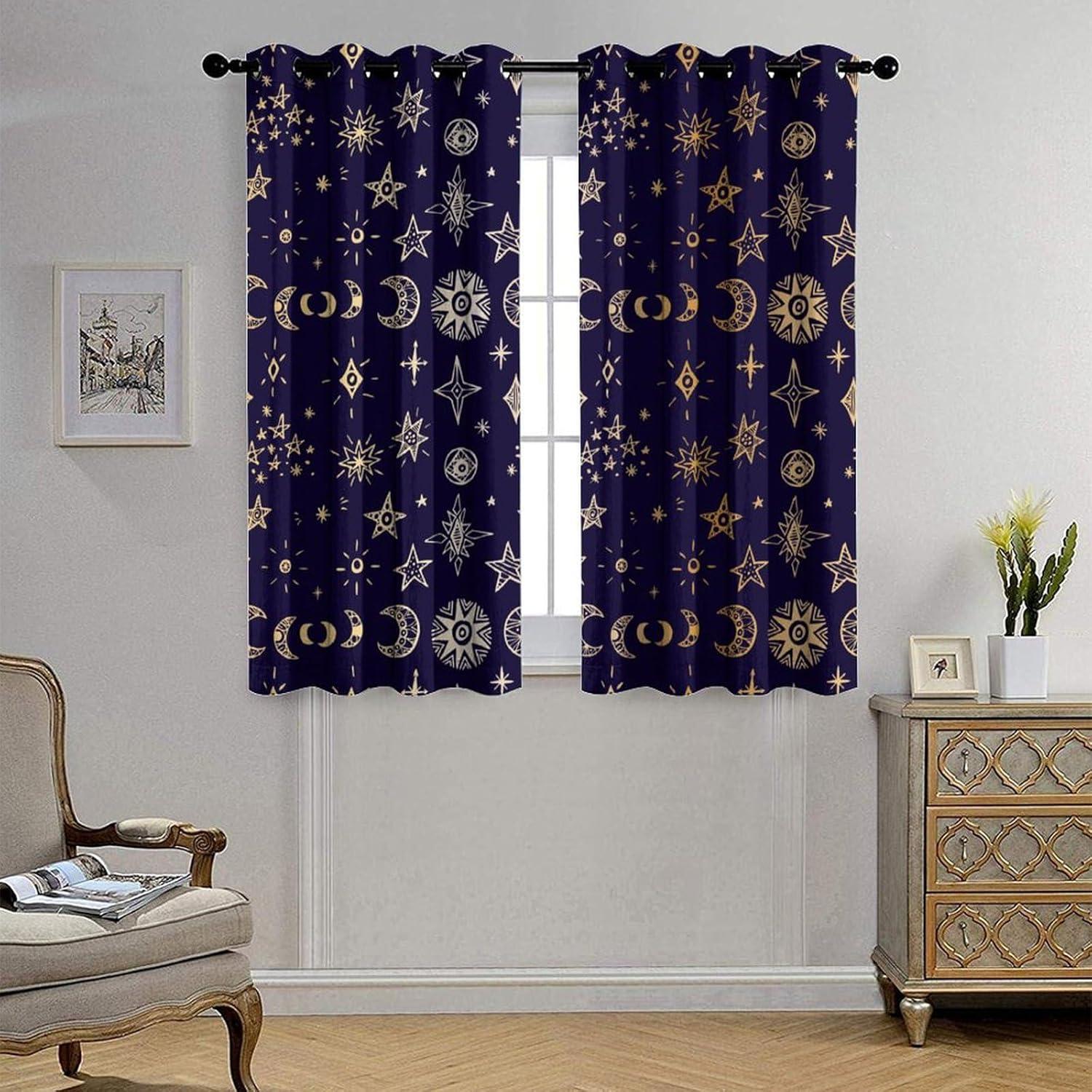 Cortinas Blackout Llylumty Estrellas 66x214cm 2 Paneles