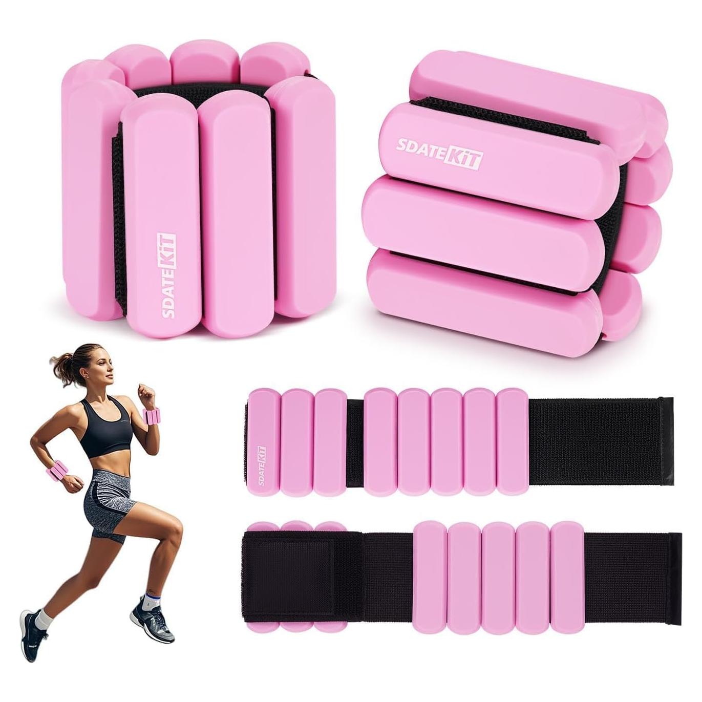 Pesas de Tobillo y Muñeca SDATEKIT 2lbs Ajustables Rosa