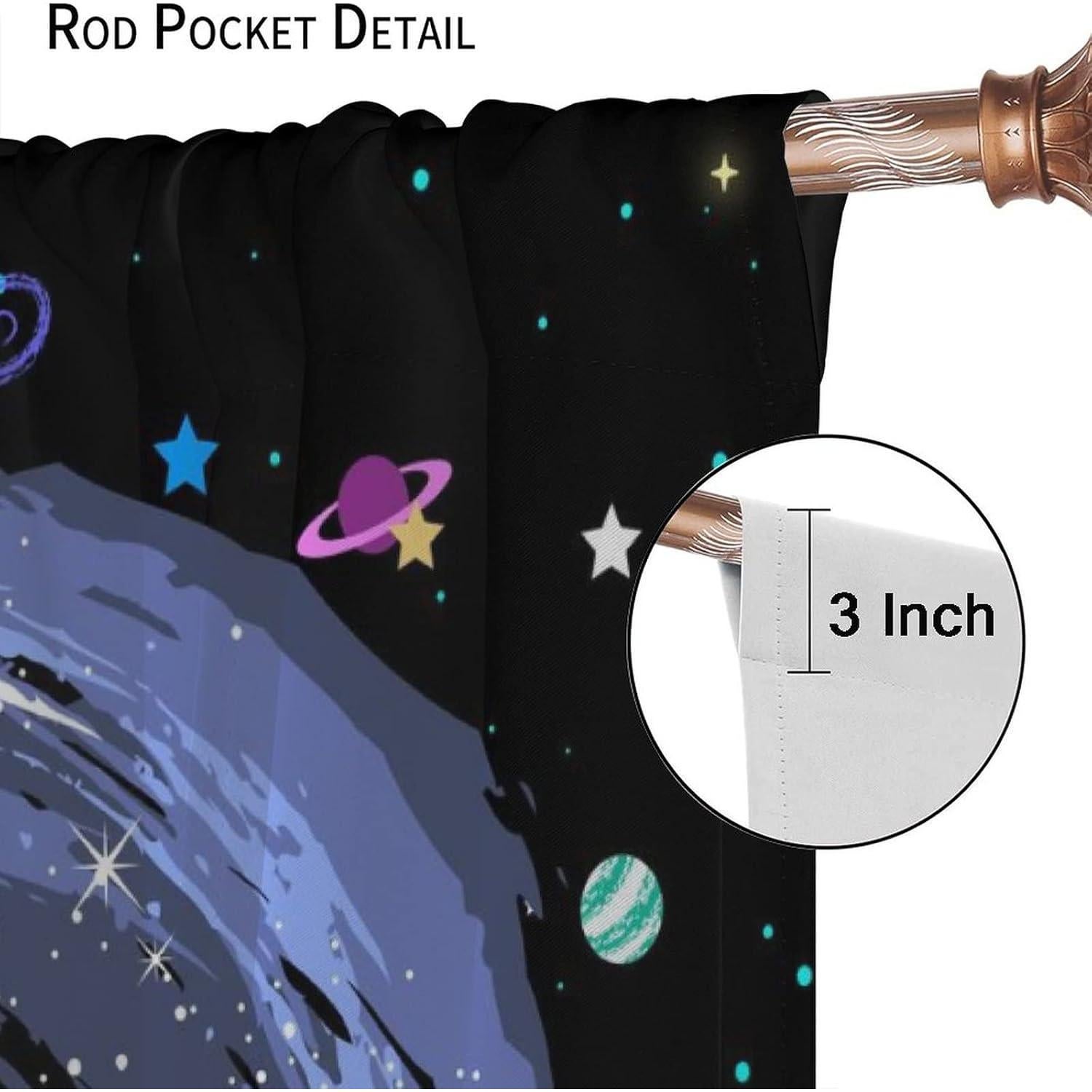 Cortinas Blackout Llylumty 66x213cm Caricatura Espacial