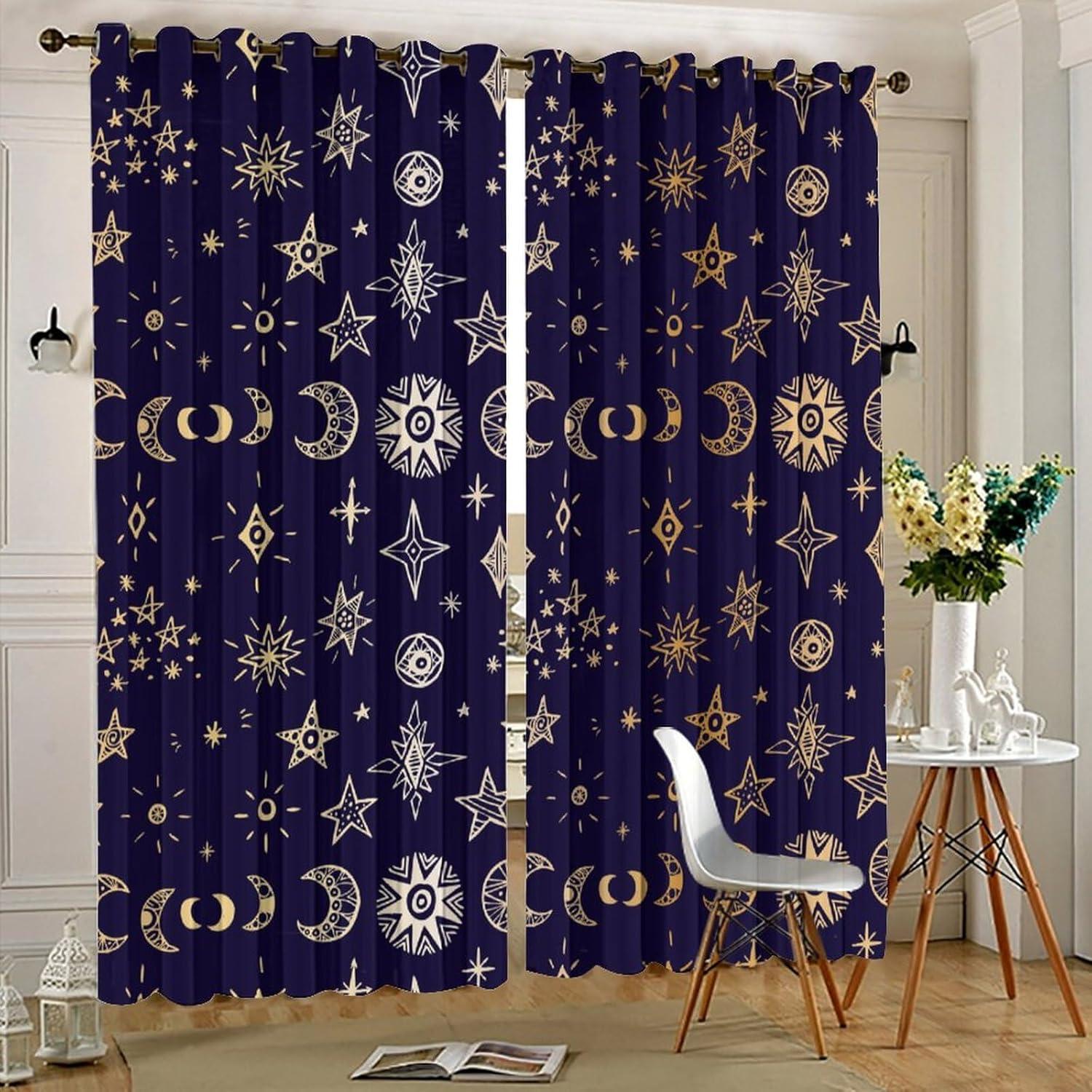 Cortinas Opacas Llylumty Estrellas y Luna 70x160cm