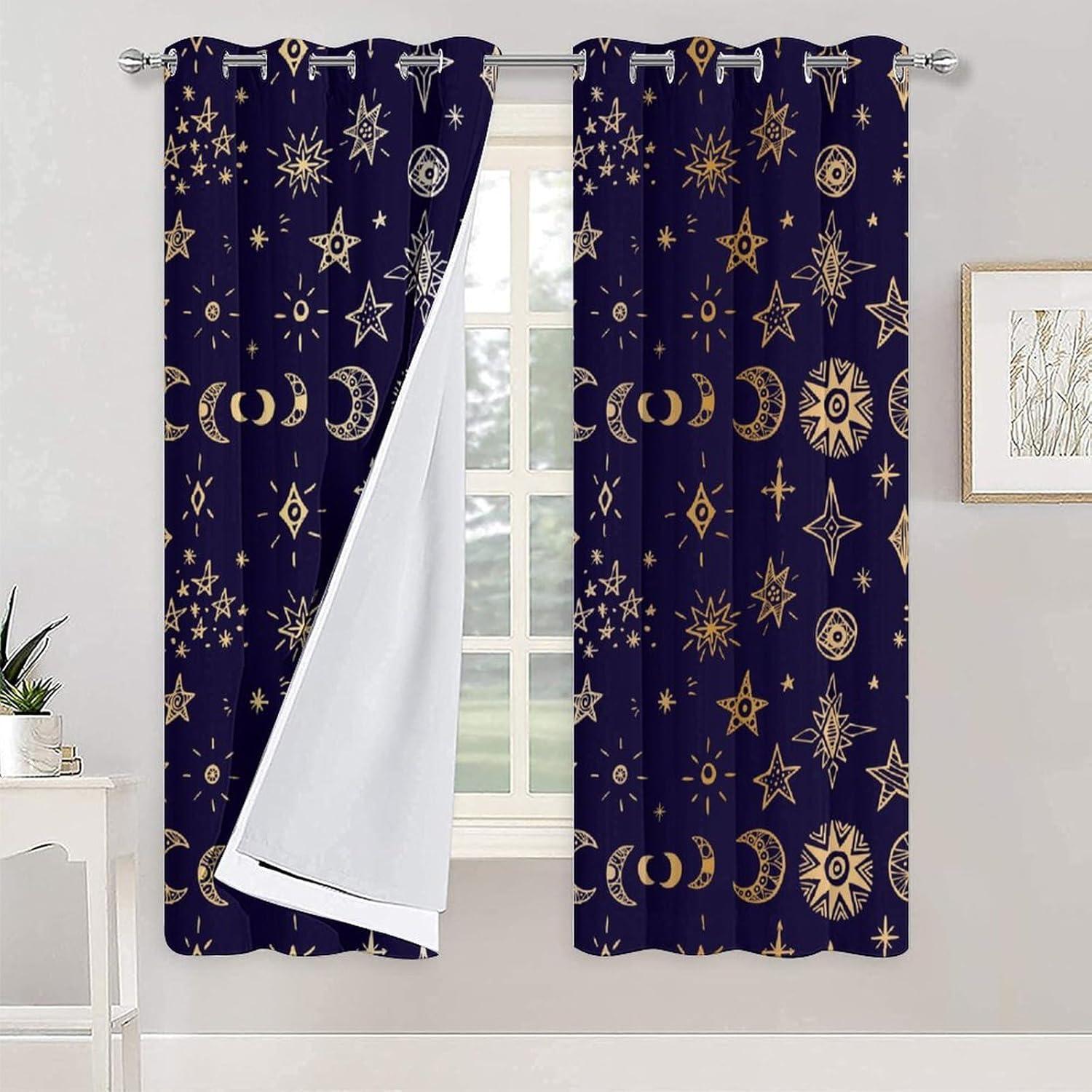 Cortinas Opacas Llylumty Estrellas y Luna 70x160cm