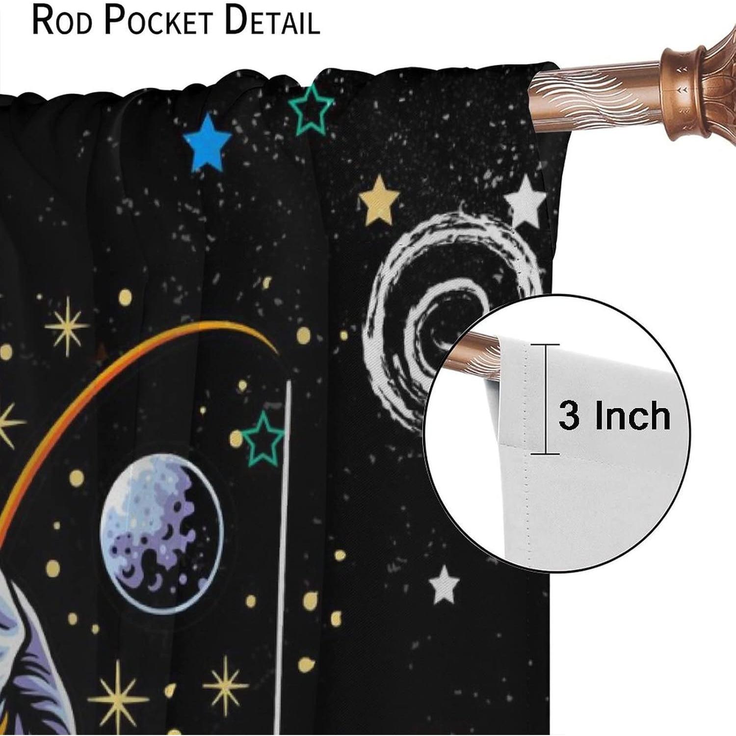 Cortinas Blackout Llylumty Astronautas 53.5x160cm Juego de 2