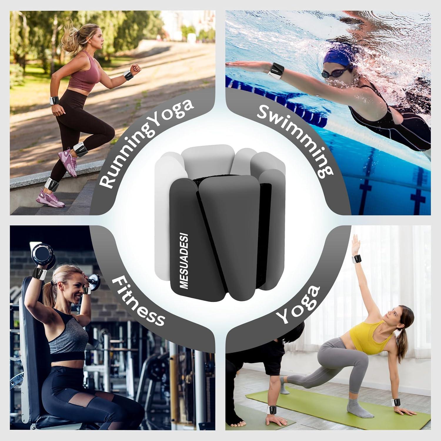 Pesas de Muñeca Ajustables MESUADESI 0.45Kg para Fitness