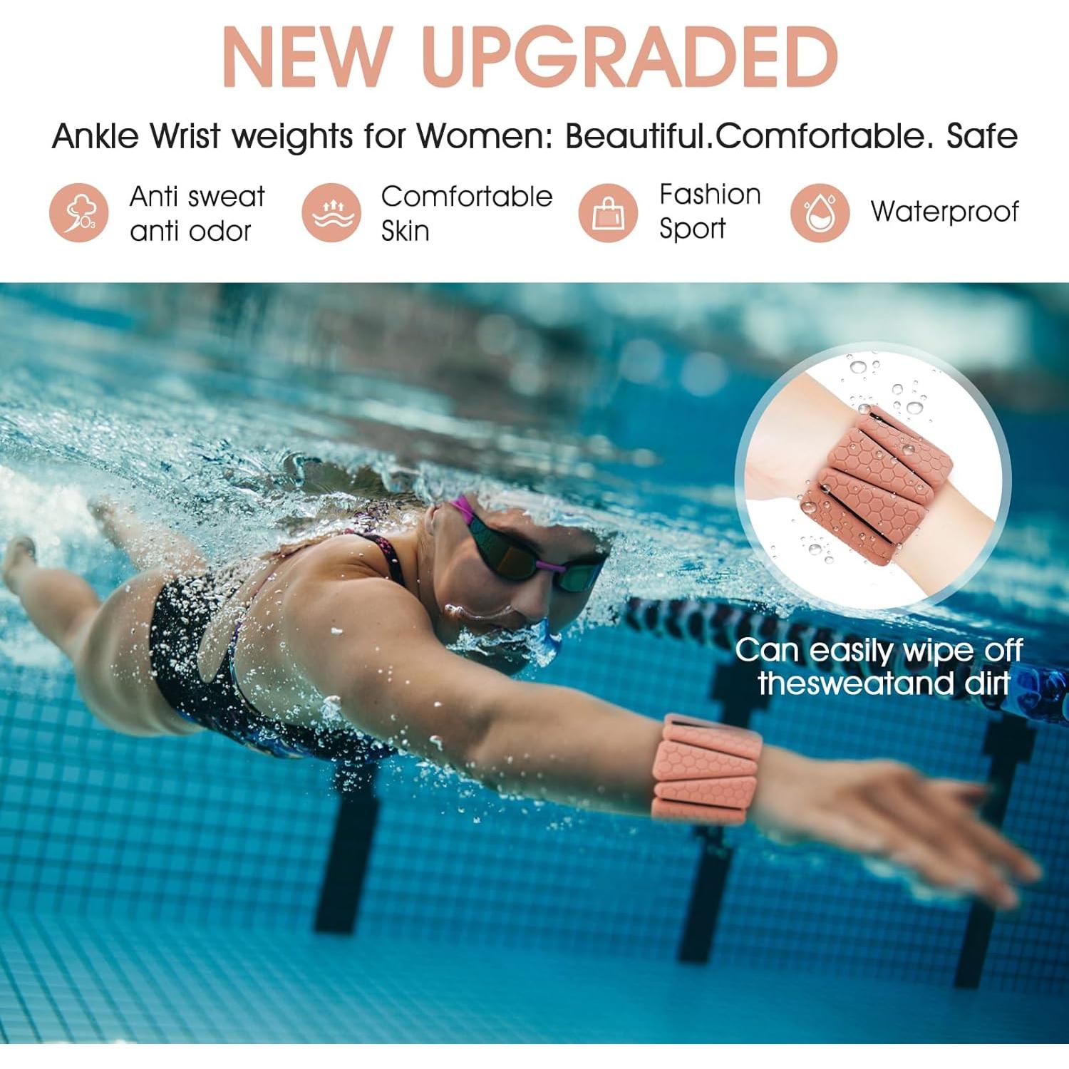 Pesas de Muñeca Ajustables FOUUAAOOU 0.9kg para Fitness