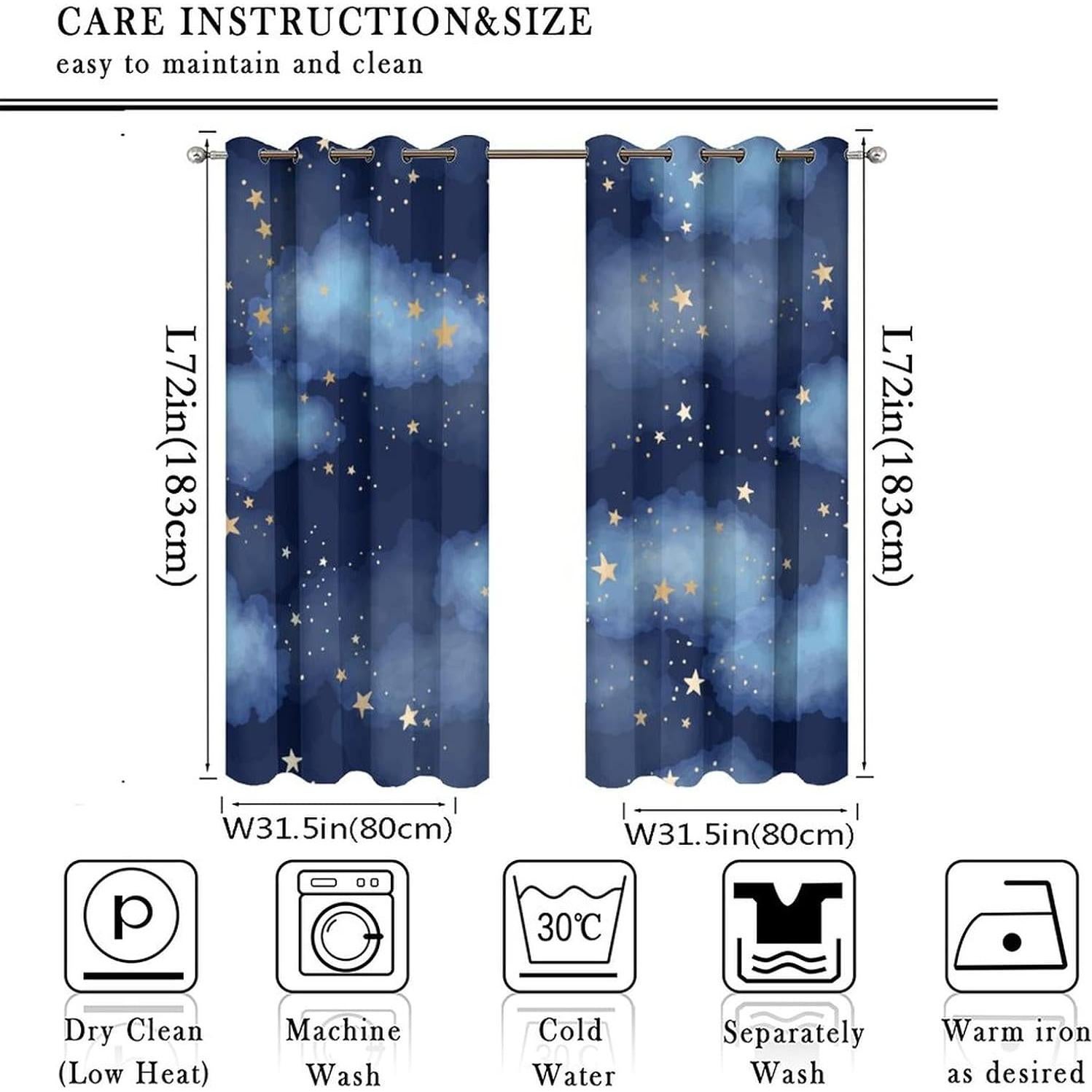 Cortinas Opacas Llylumty Estrelladas 80x183cm Juego de 2