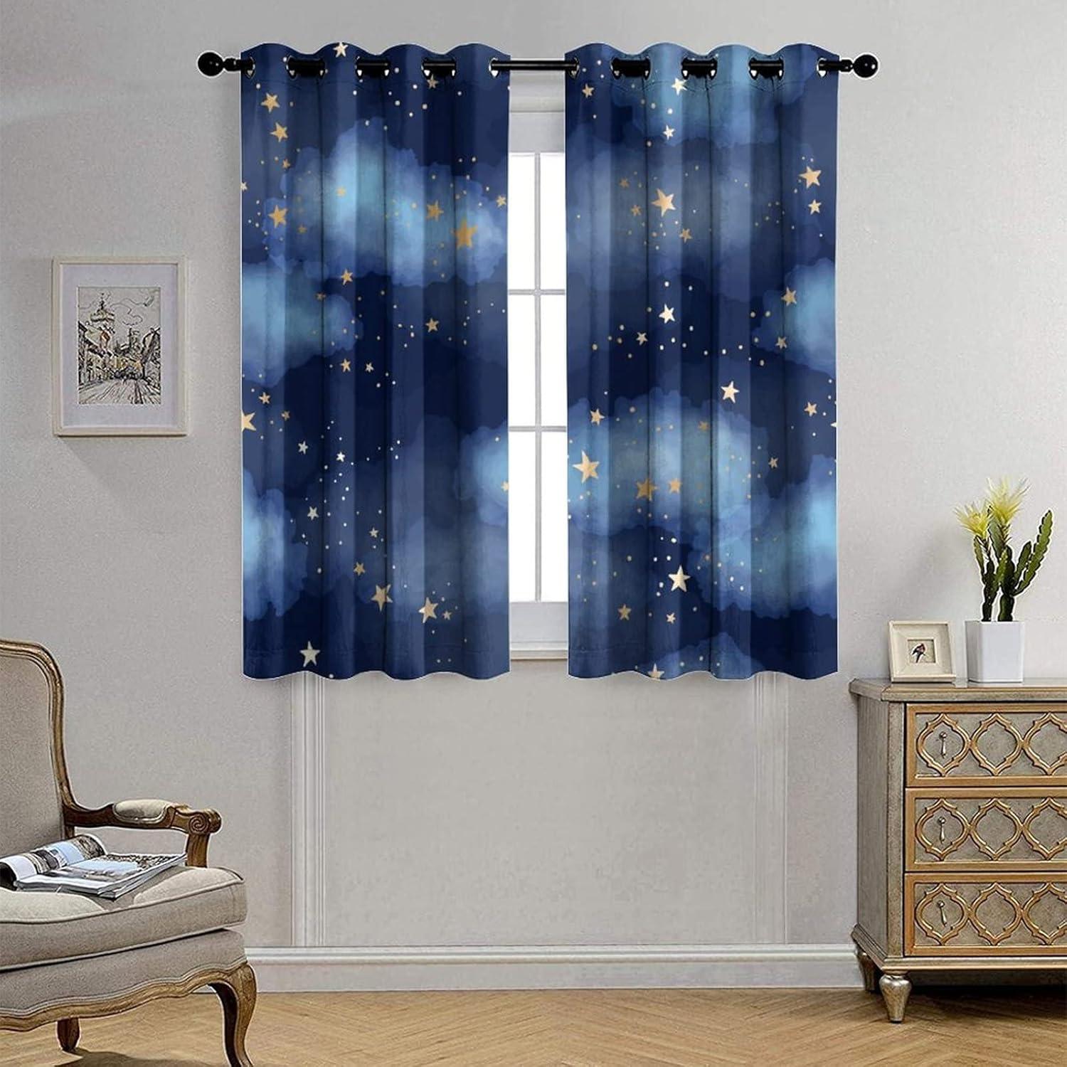 Cortinas Opacas Llylumty Estrelladas 80x183cm Juego de 2