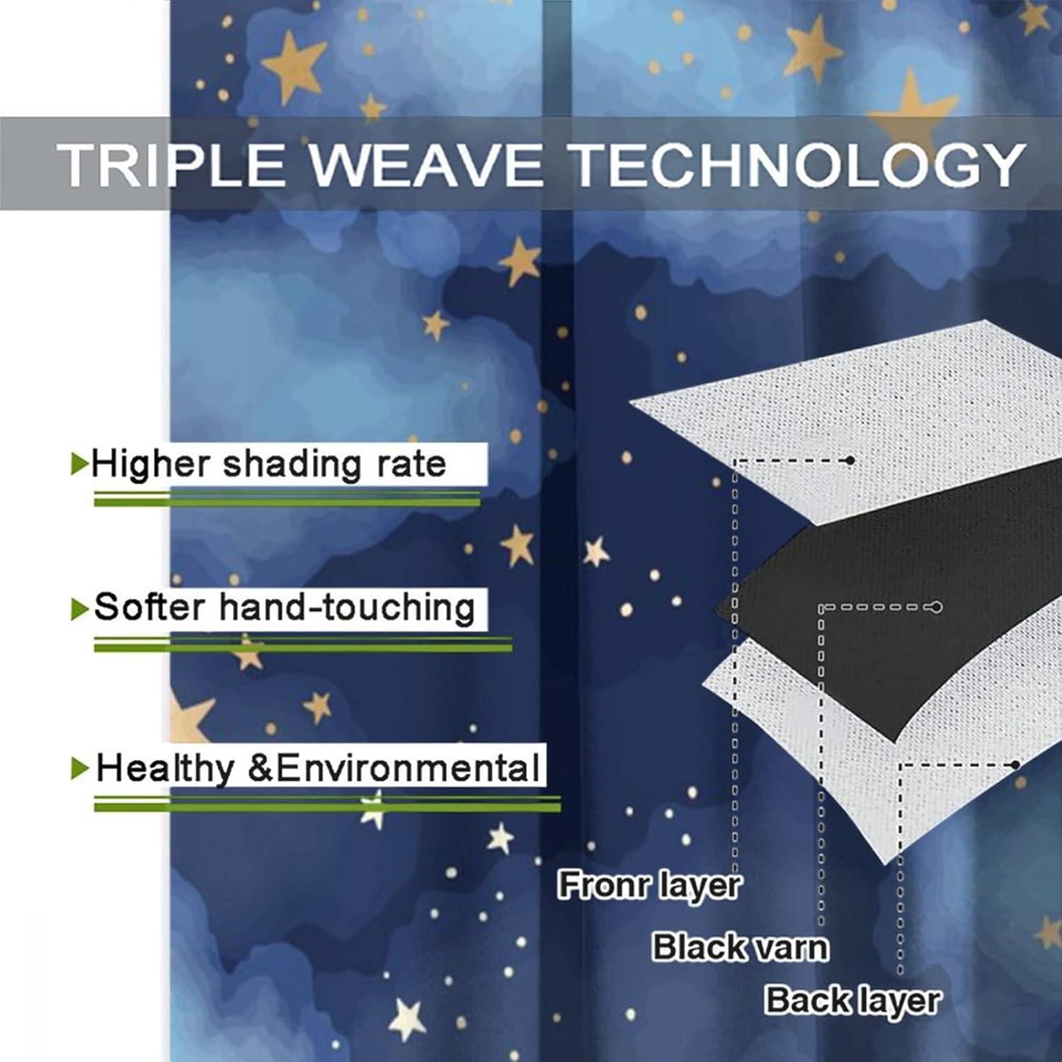 Cortinas Opacas Llylumty Estrelladas 80x183cm Juego de 2