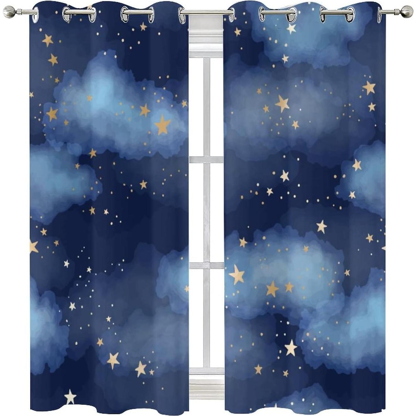 Cortinas Opacas Llylumty Estrelladas 80x183cm Juego de 2