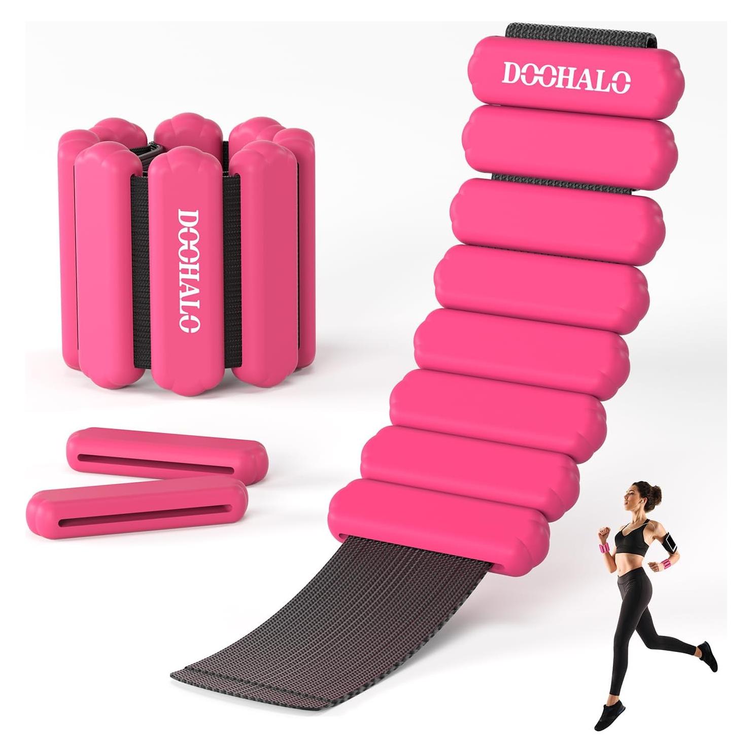 DOOHALO Pesas de Tobillo y Muñeca Ajustables 0.45kg Rojo