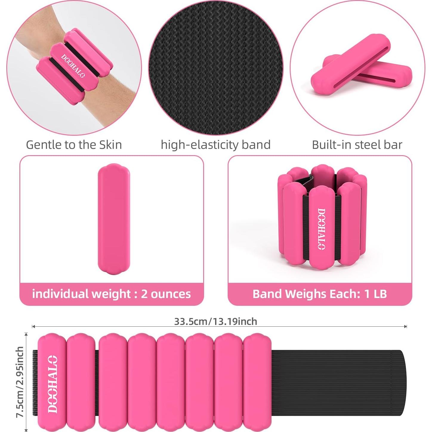 DOOHALO Pesas de Tobillo y Muñeca Ajustables 0.45kg Rojo