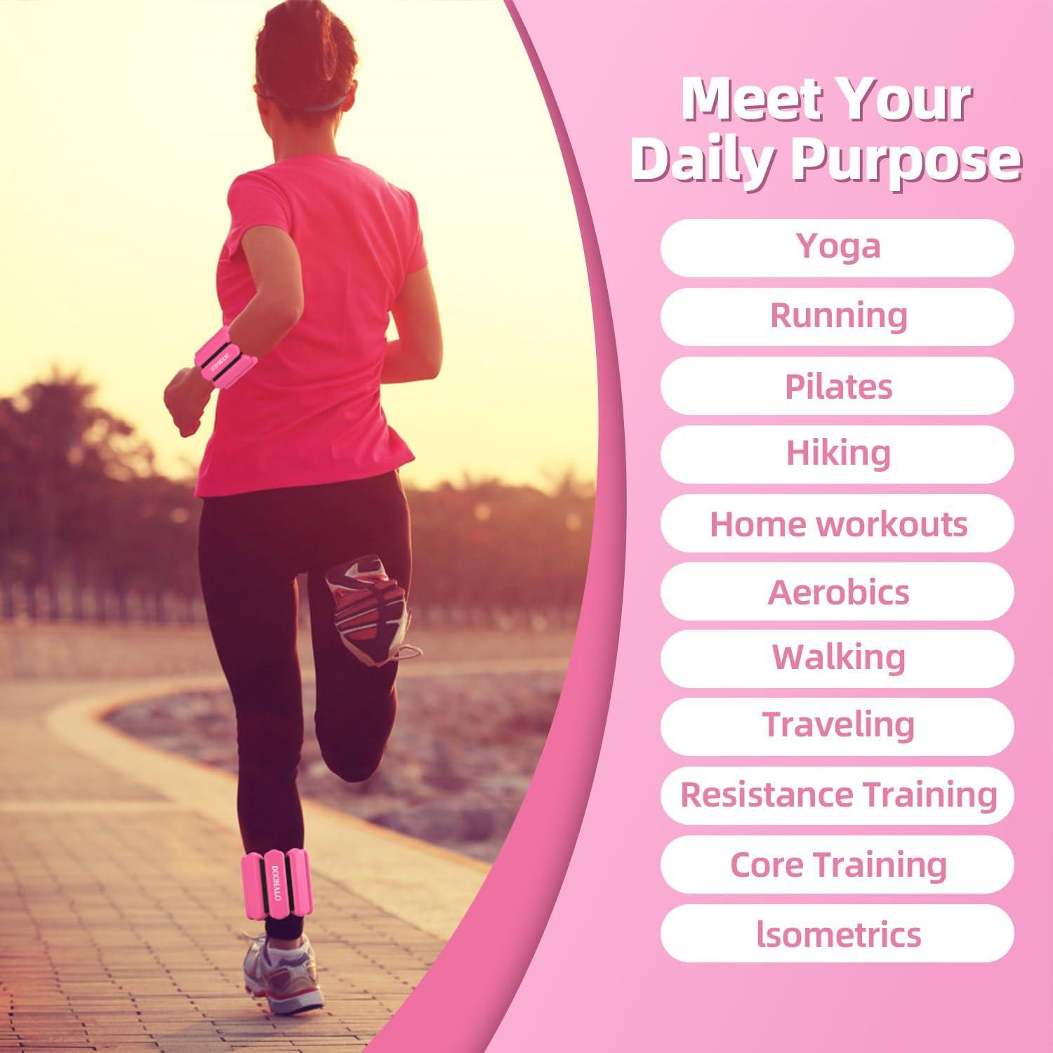 DOOHALO Pesas de Tobillo y Muñeca Ajustables 0.45kg Rojo