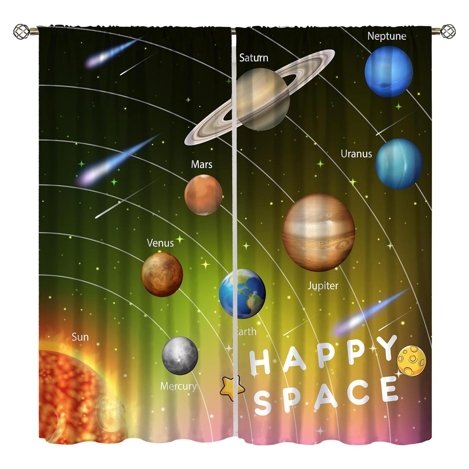 Cortinas Oscurecedoras Llylumty Galaxia 70x160cm Juego de 2