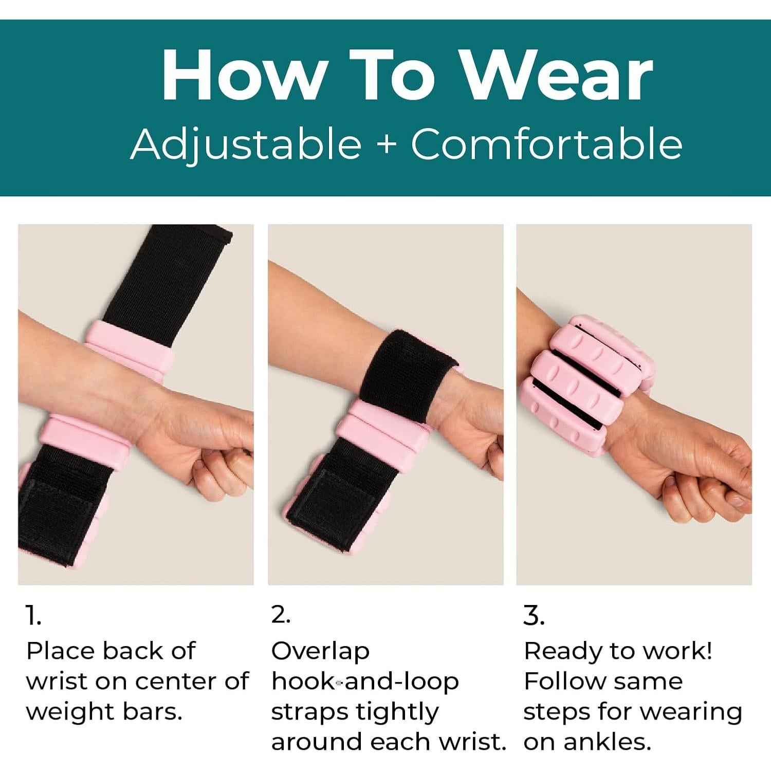 Pesas de Tobillo y Muñeca Rosa GIMNASIO EN CASA 0.45 kg - Juego de 2