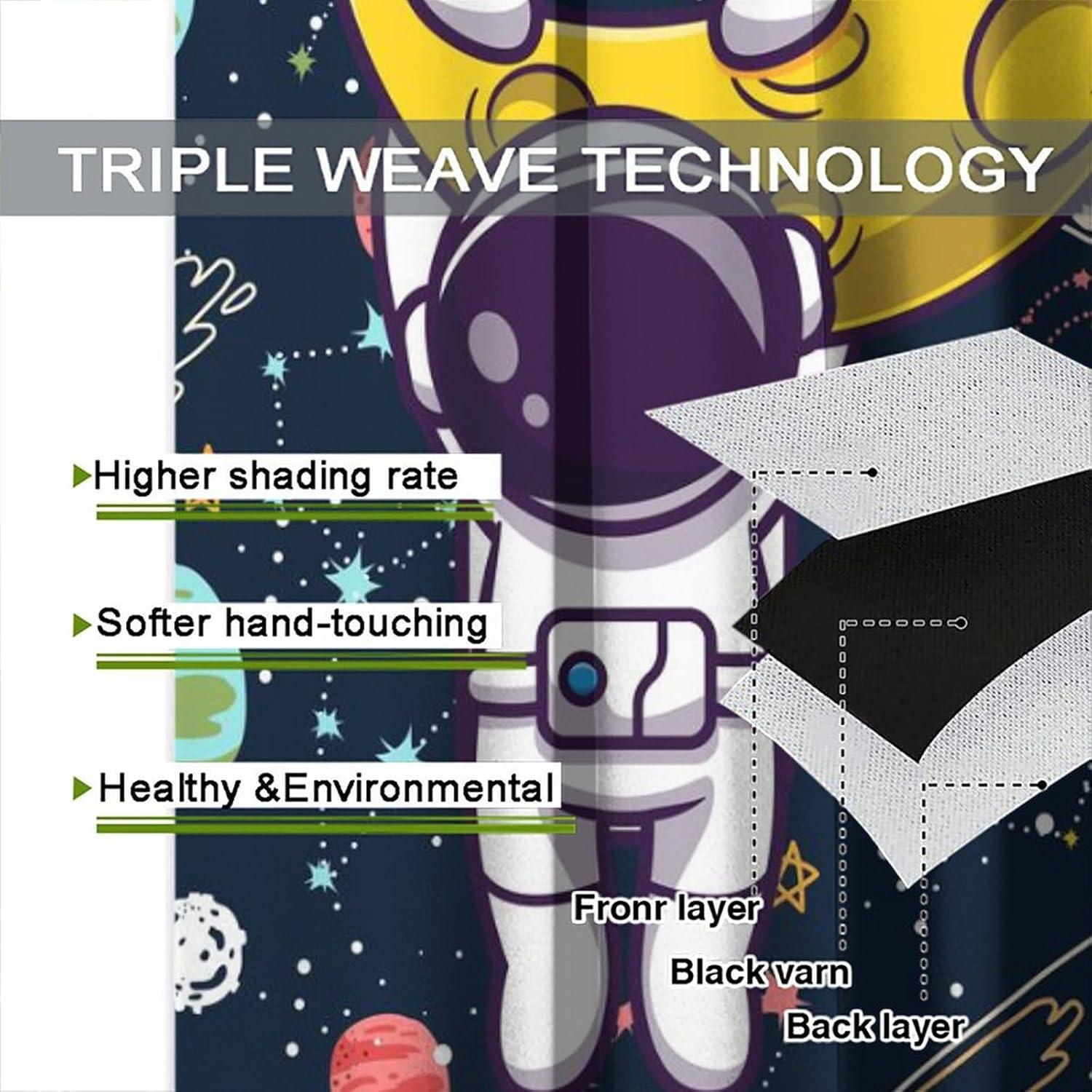 Cortinas Blackout Astronauta Llylumty 80x183cm 2 Paneles