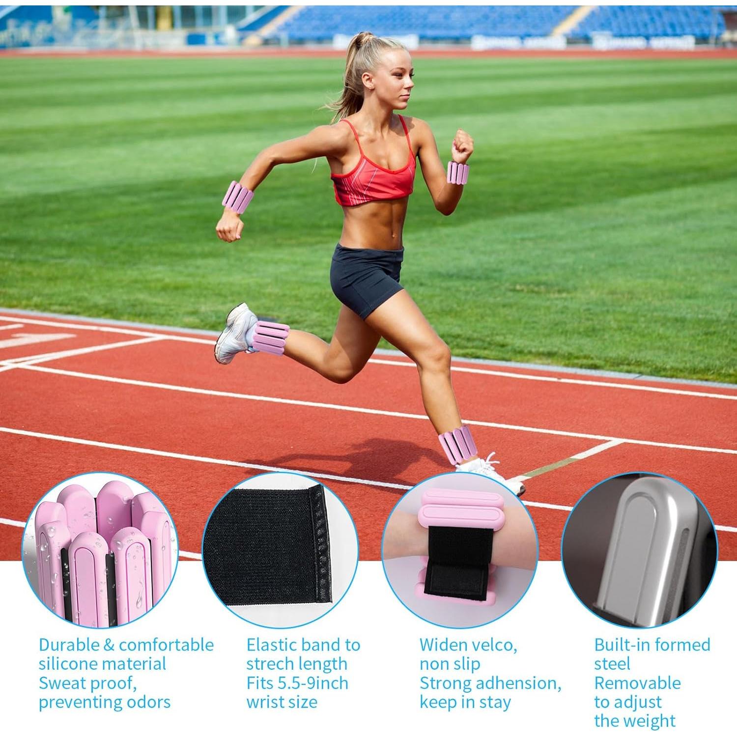 Pesas Ajustables AYSOW para Muñeca y Tobillo 0.45 kg Rosa